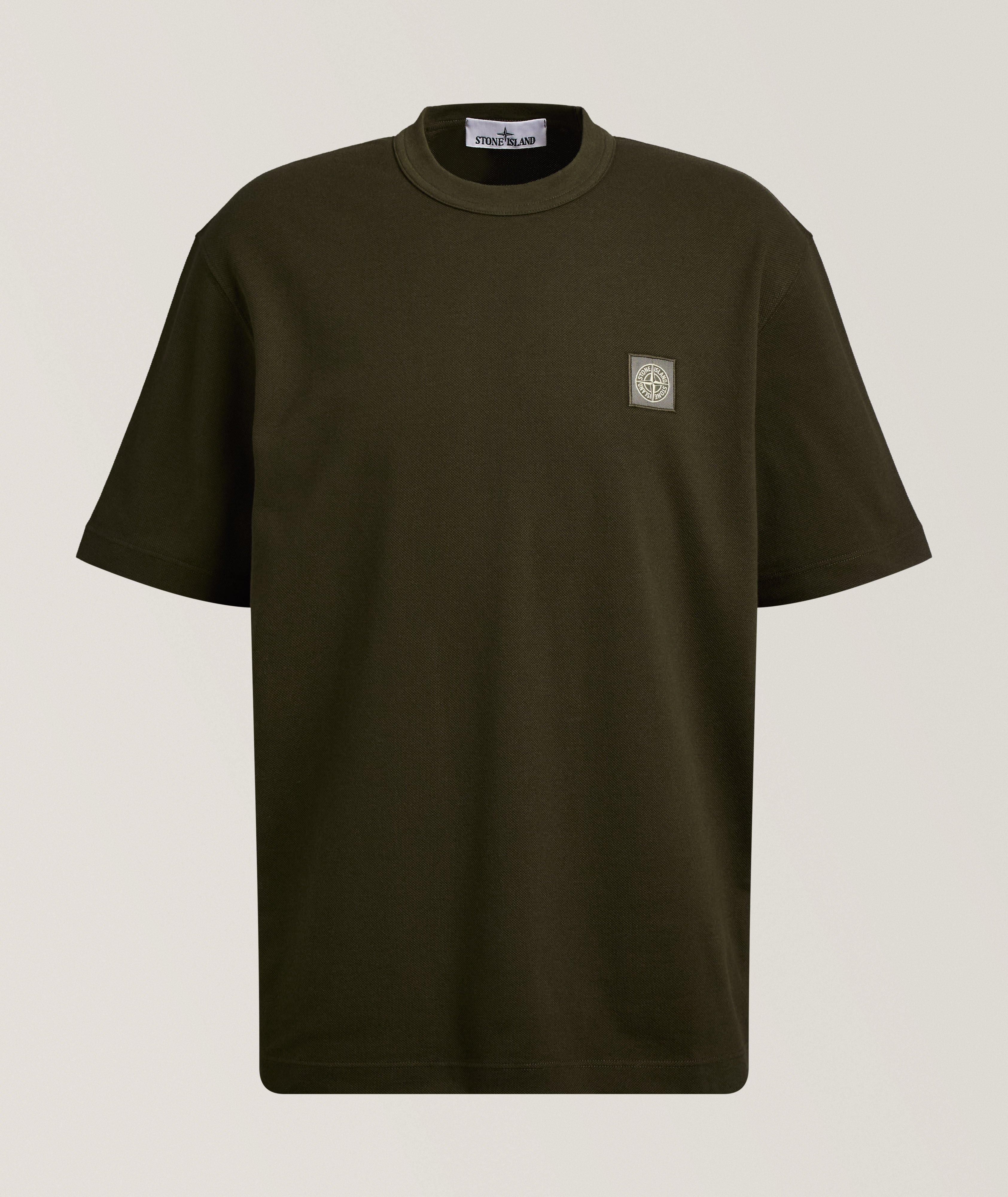 Stone Island Logo Piqué Cotton T-Shirt