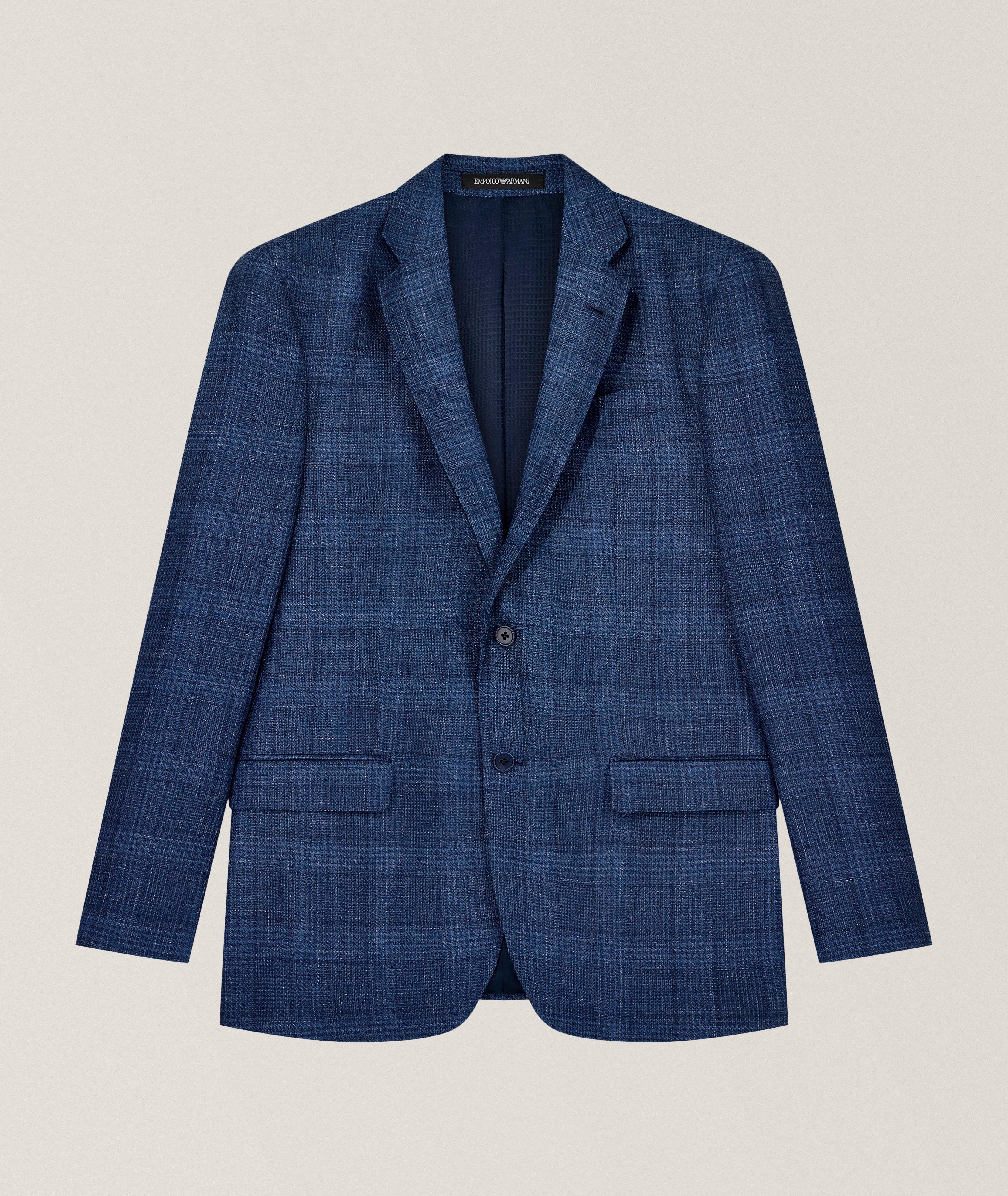 Emporio Armani Veston sport laine vierge quadrillé ligne-G