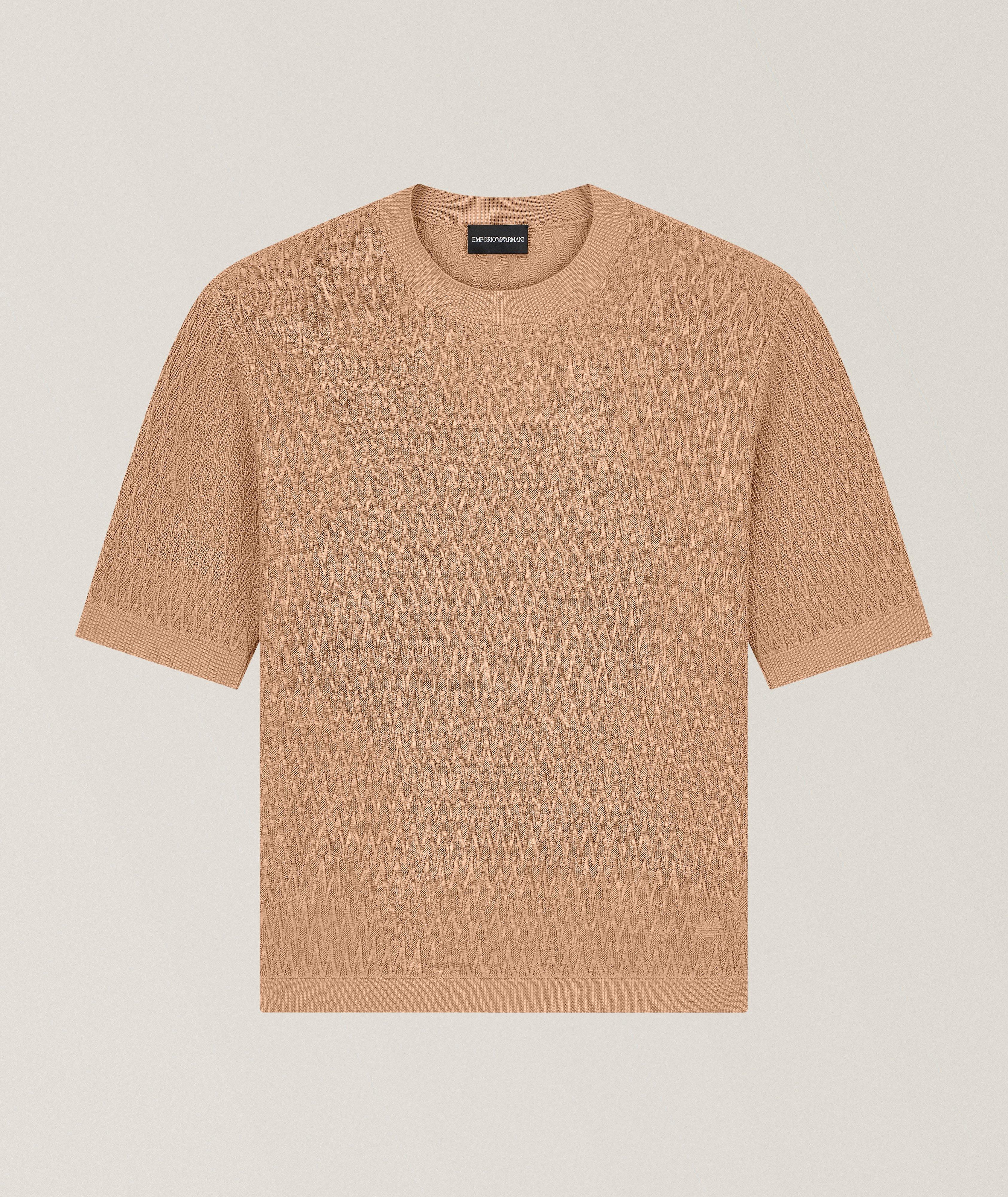 Emporio Armani Chevron Jacquard Knit Cotton Sweater