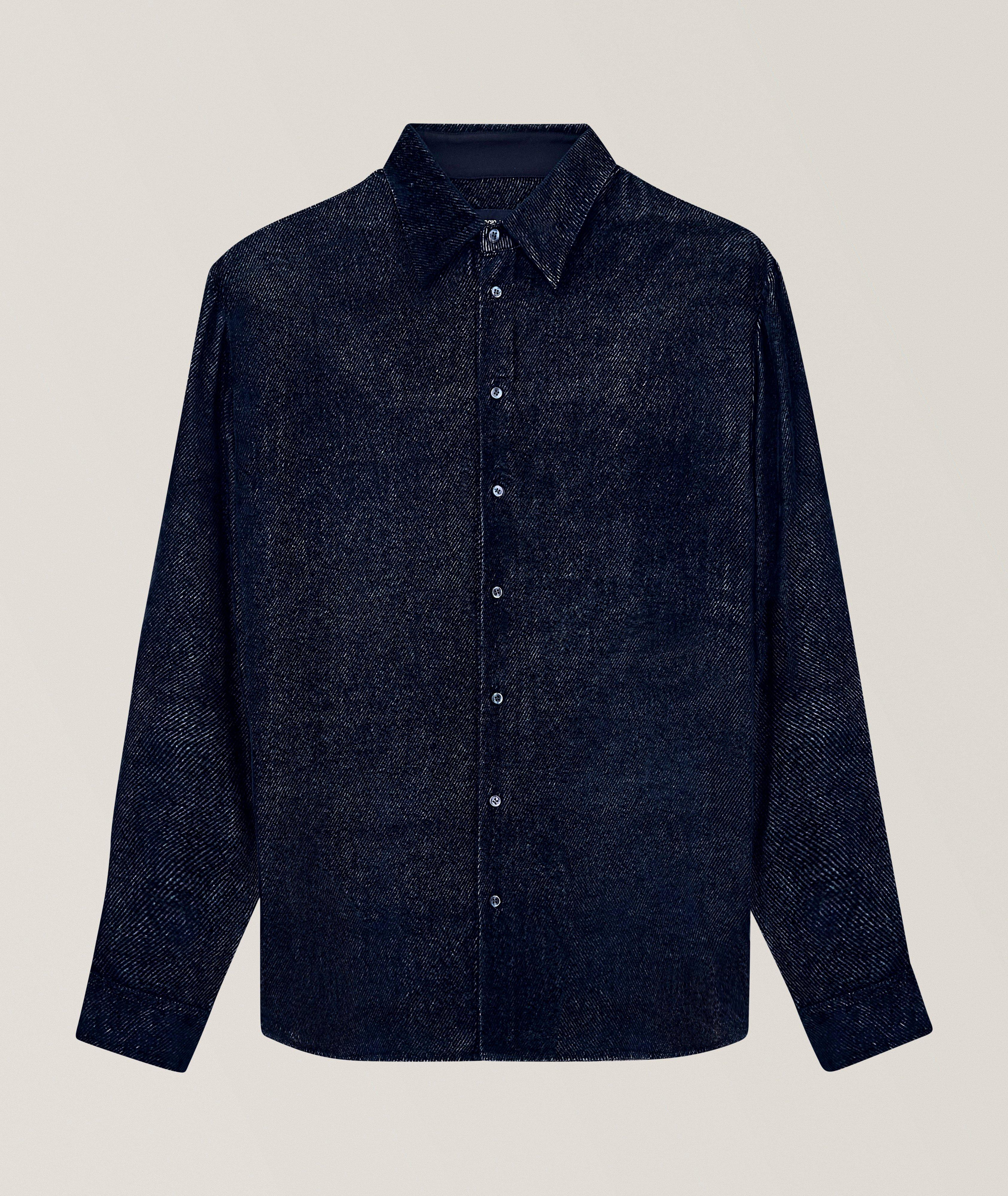 Giorgio Armani Iridescent Chevron Jacquard Silk Shirt