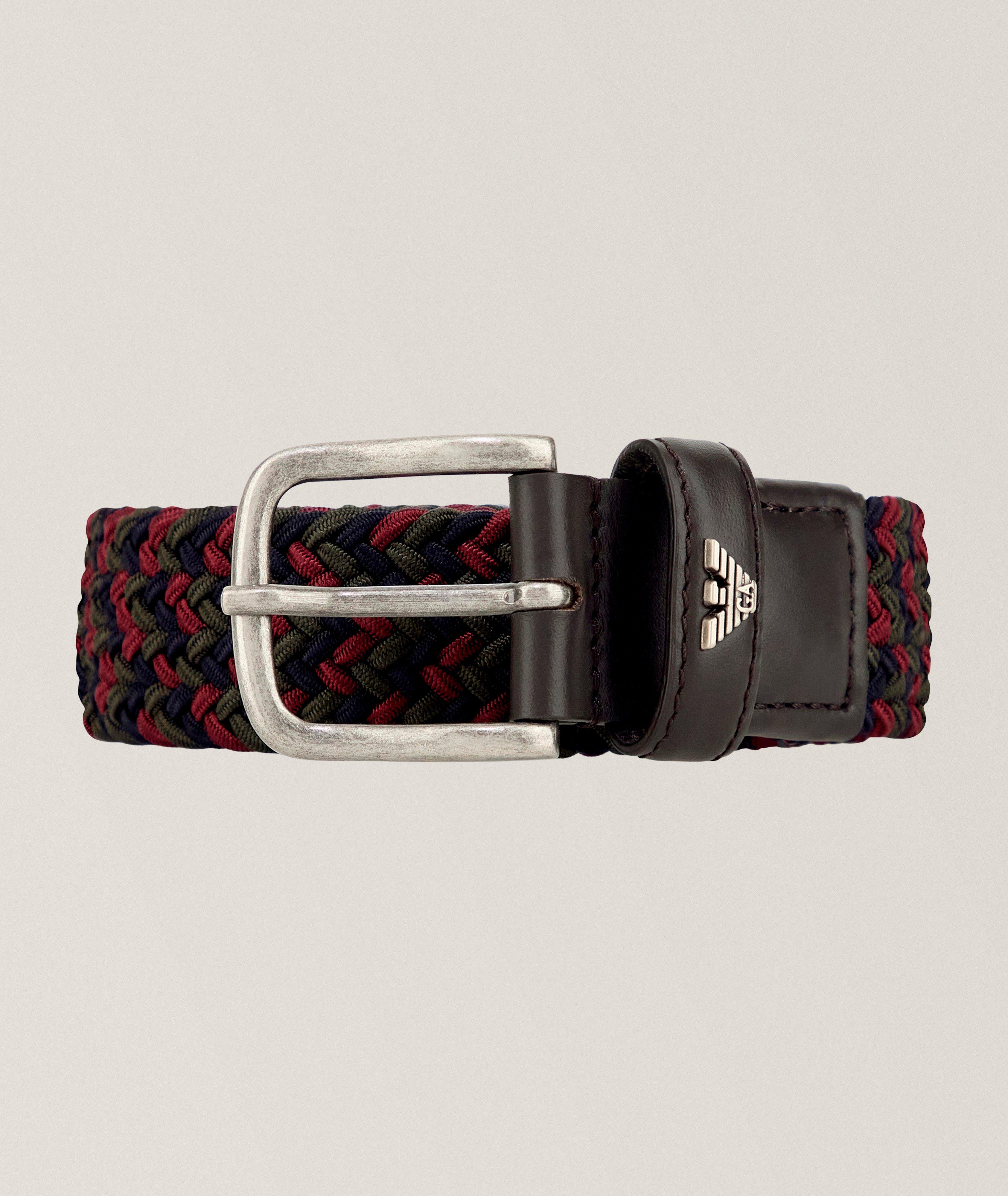 Emporio Armani Braided Leather-Trim Belt