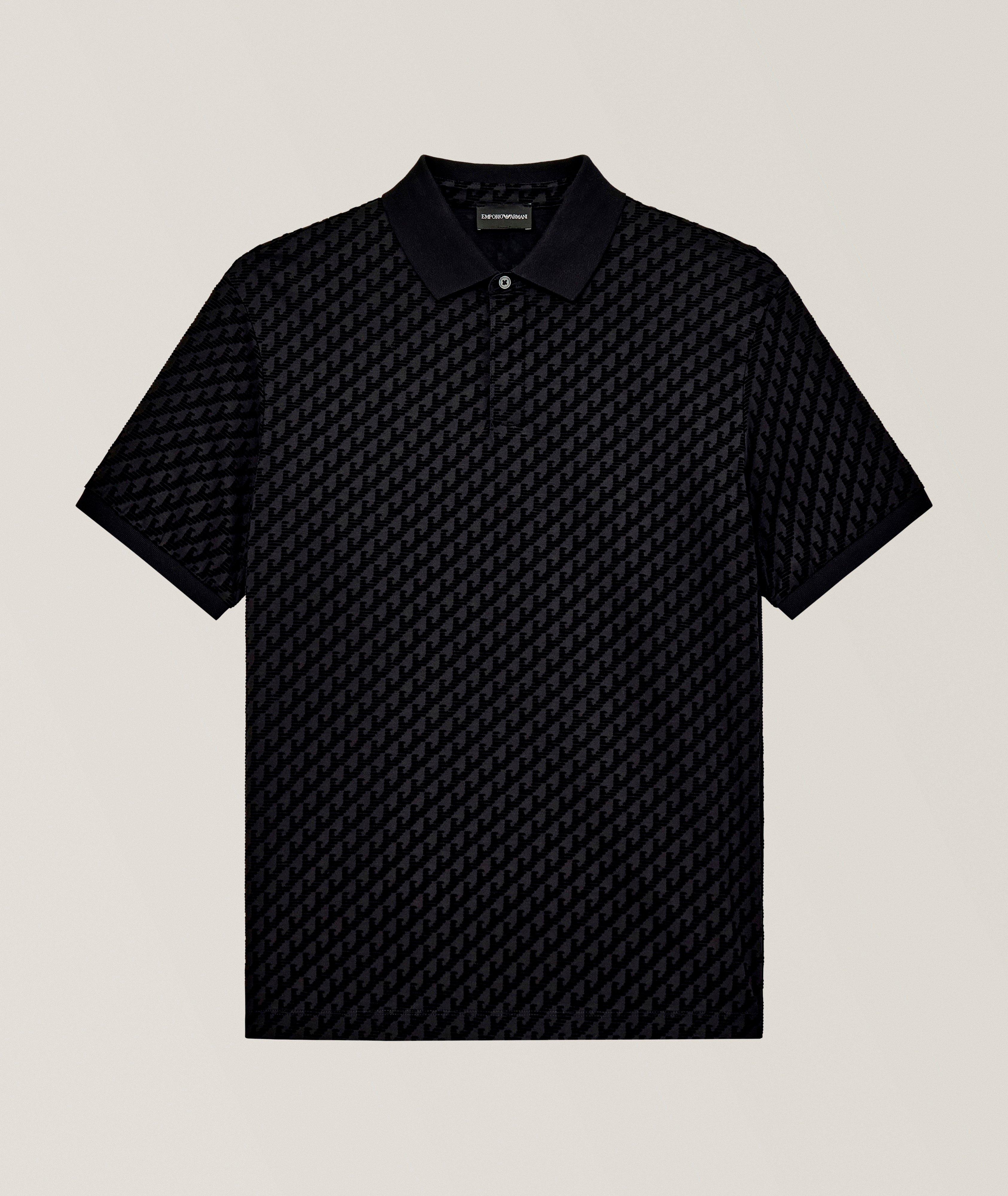 Emporio Armani Polo lyocell-coton pied-de-poule