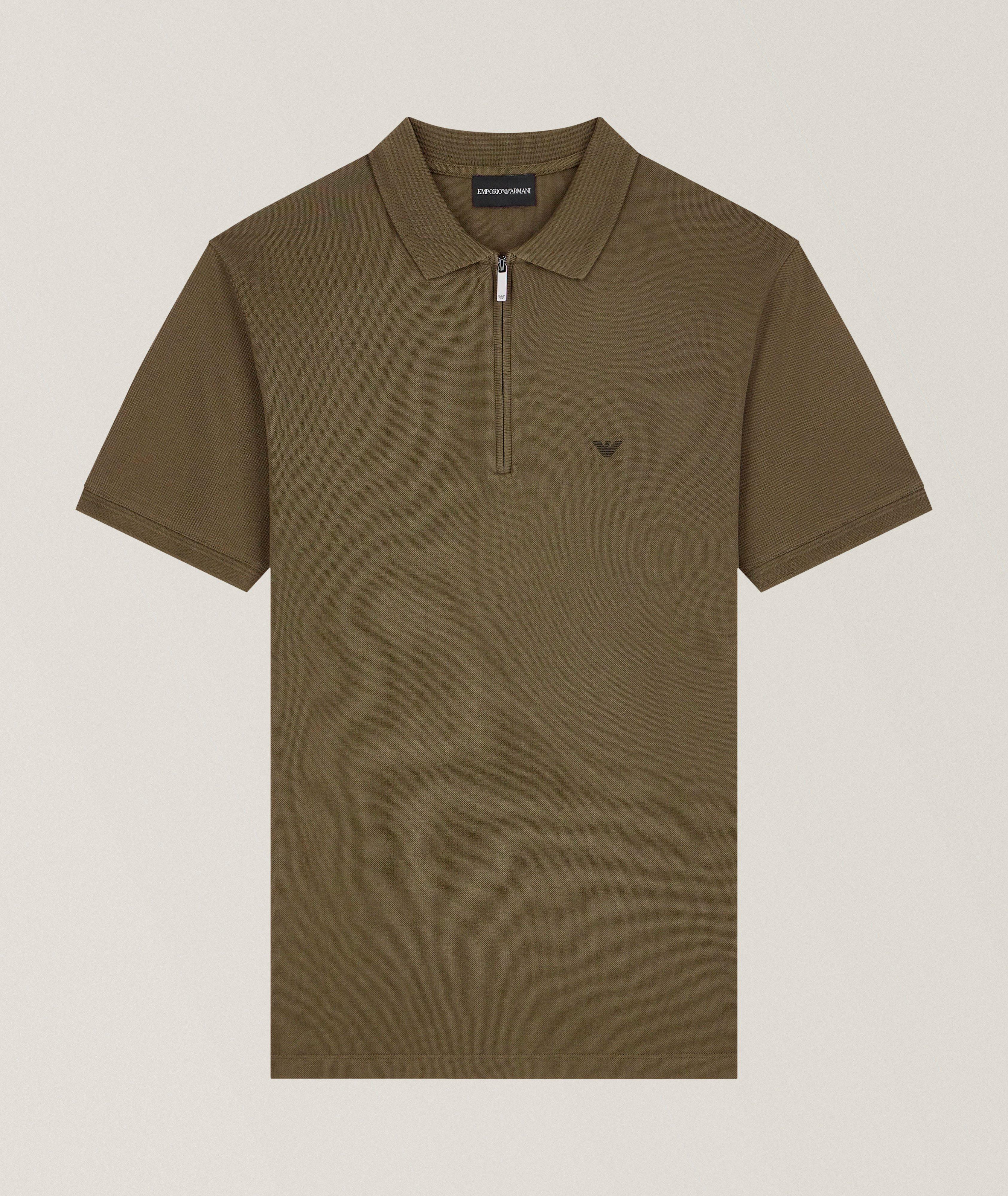 Emporio Armani Polo quart-zippé piqué coton