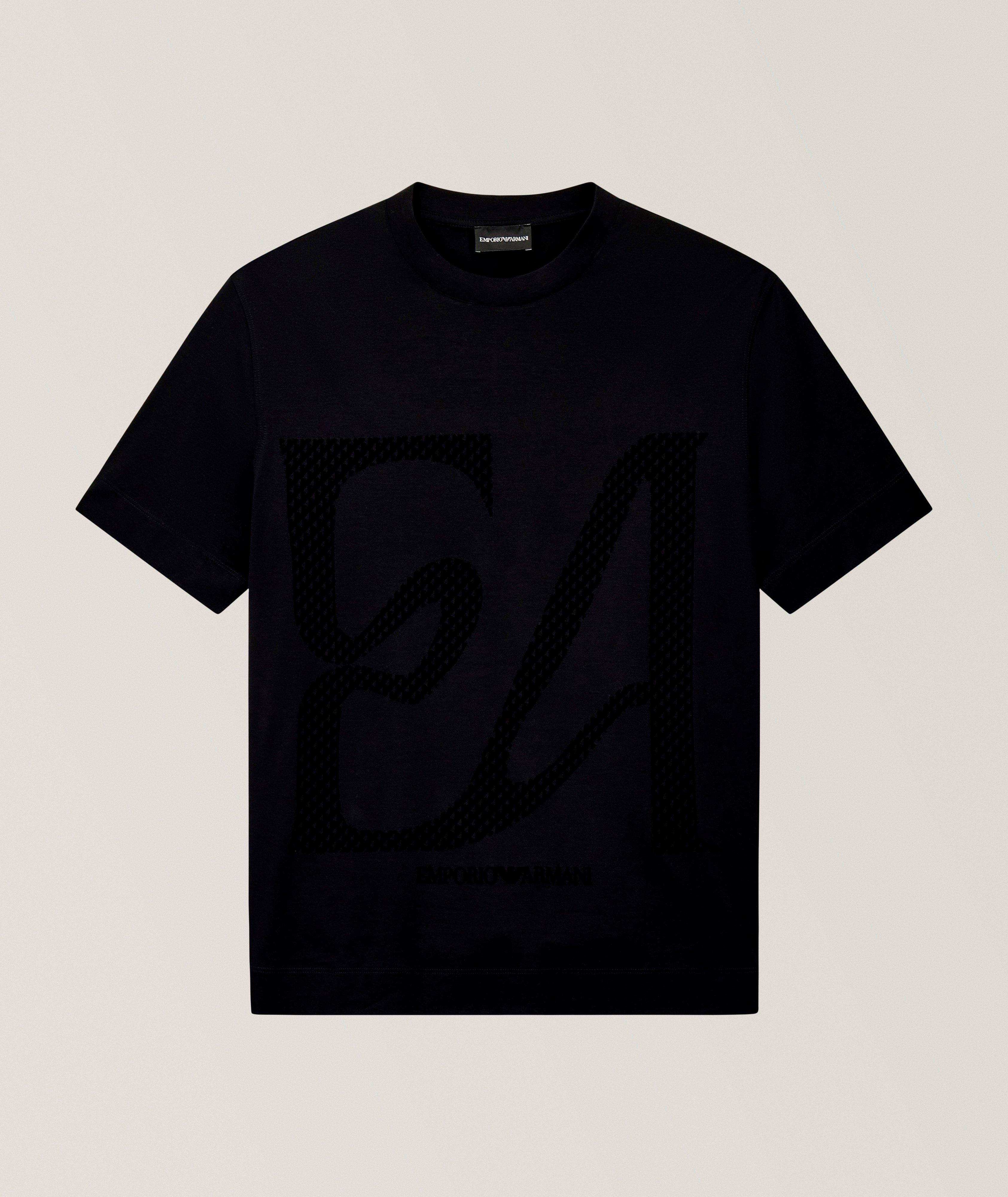 Emporio Armani T-shirt logo floqué coton-lyocell