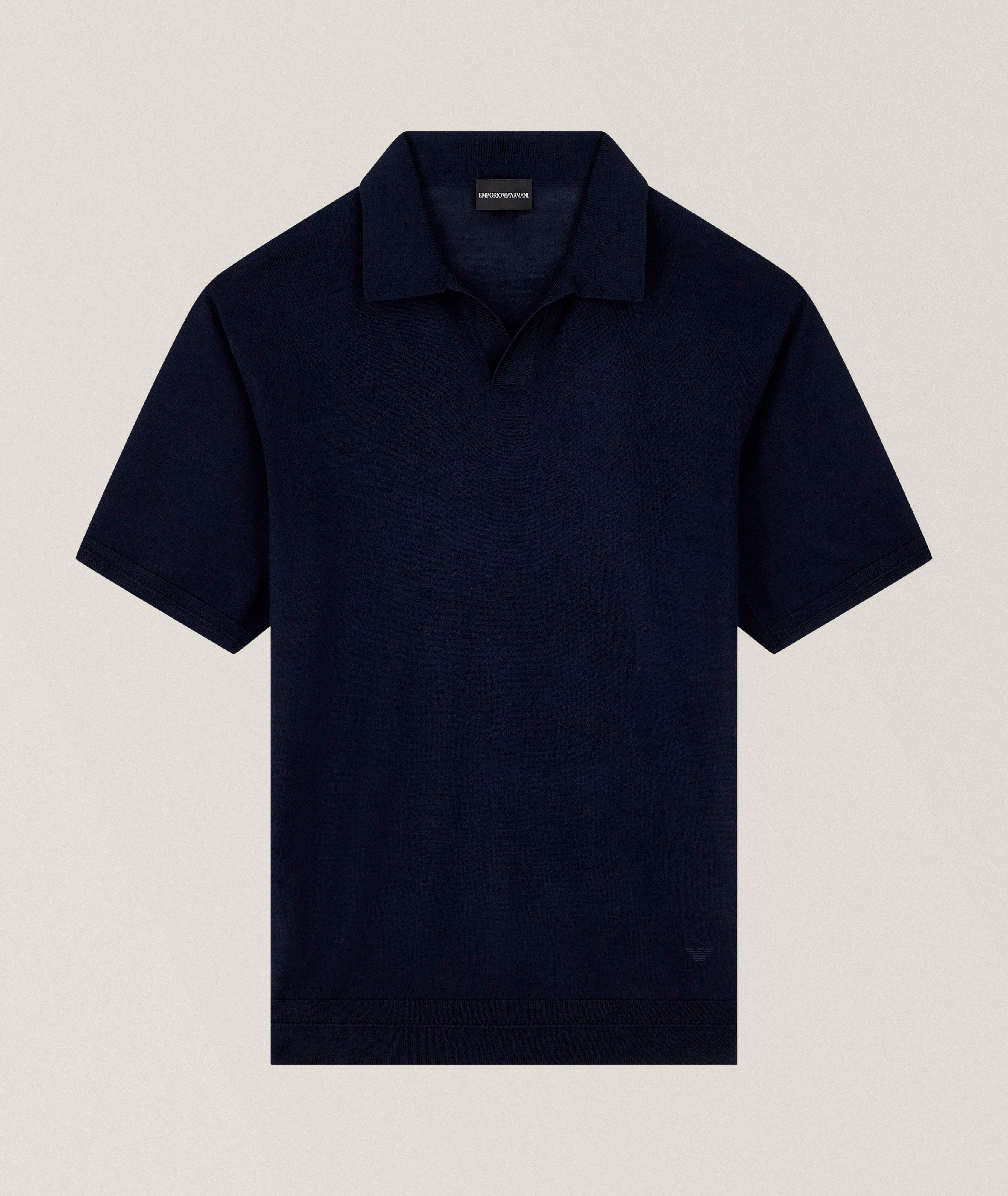 Emporio Armani Virgin Wool-Silk Johnny Collar Polo