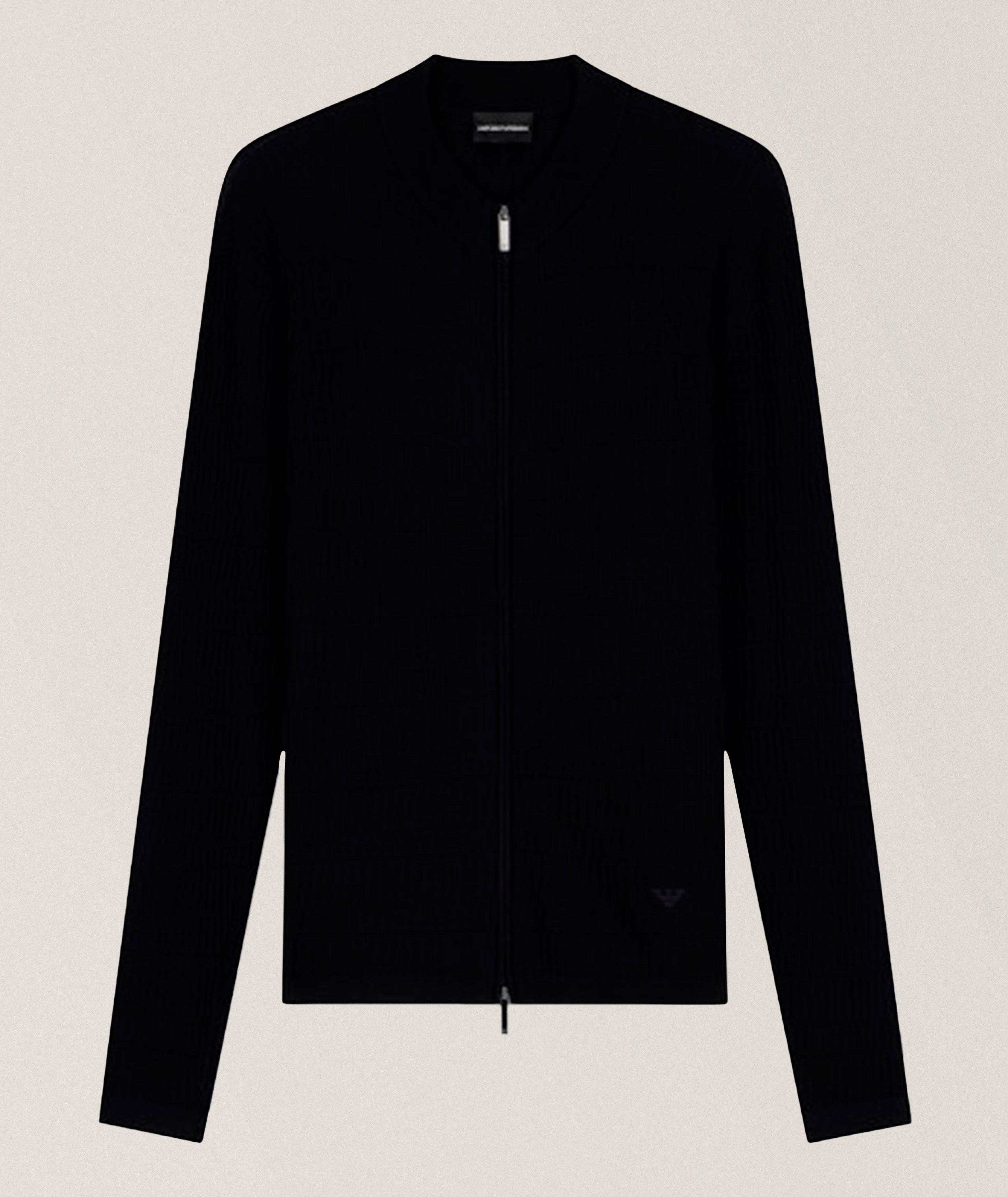 Emporio Armani Fancy Stitch Virgin Wool Full-Zip Cardigan