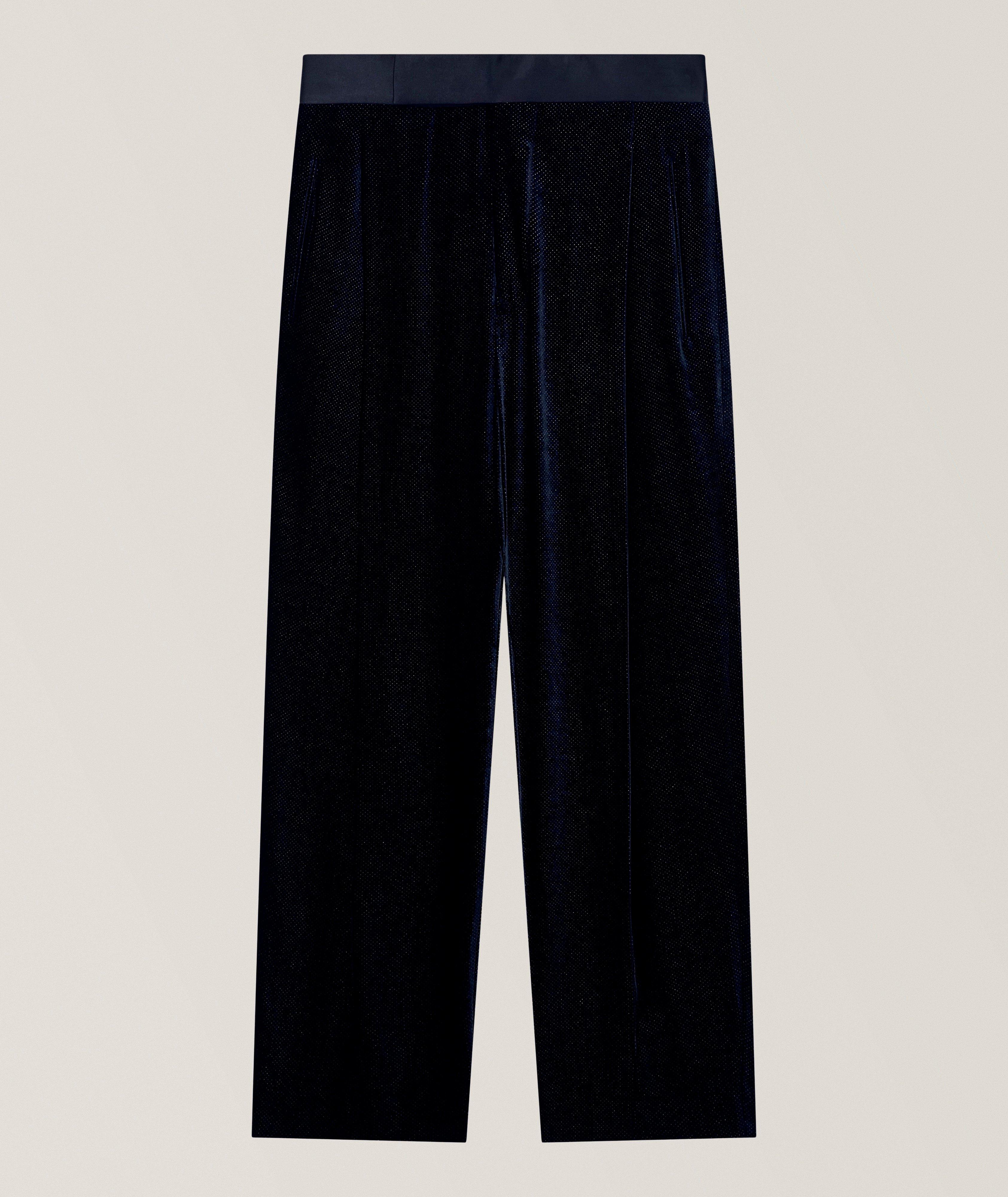 Giorgio Armani Dotted Smooth Velvet Wide-Leg Pants