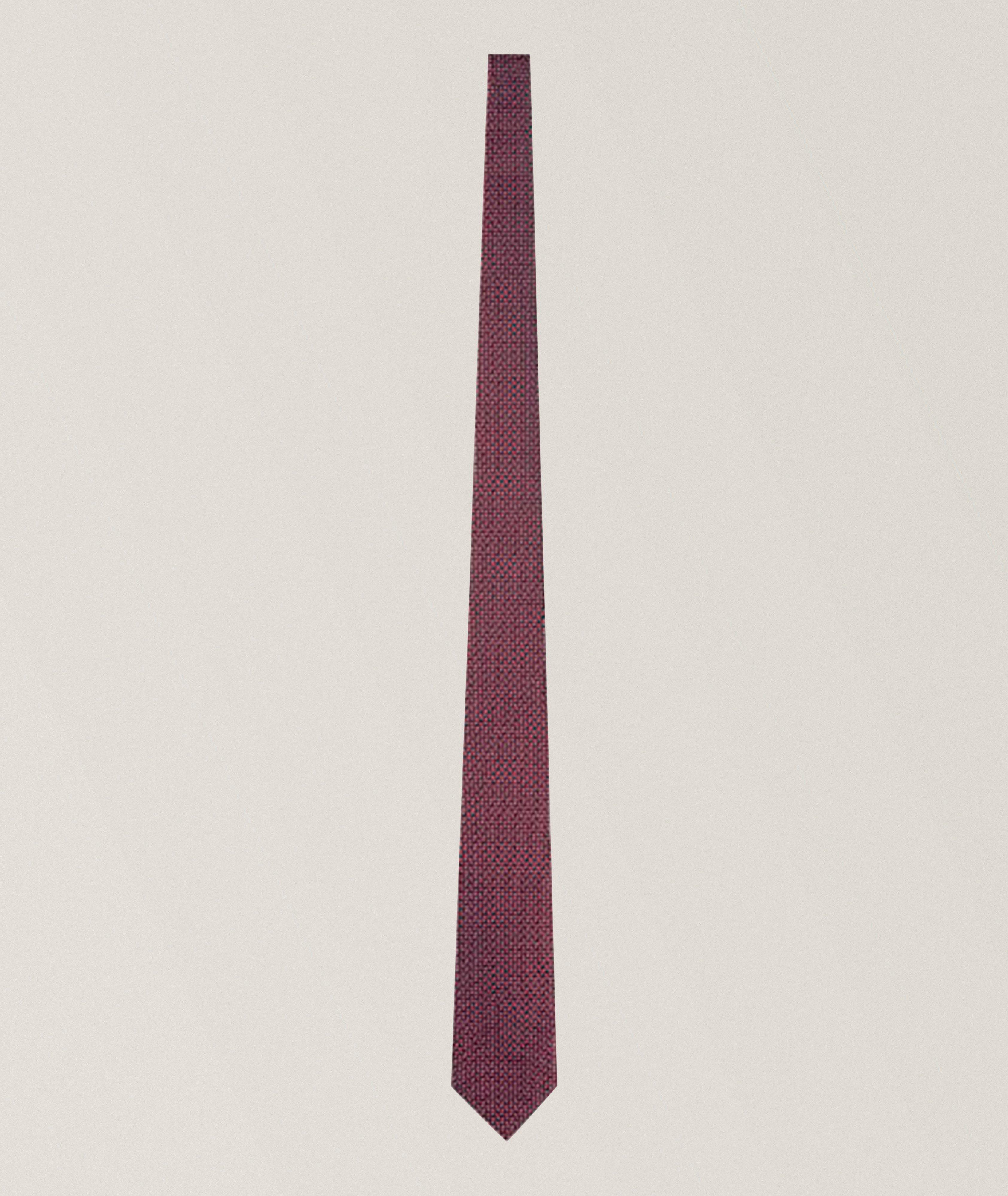 Emporio Armani Cravate en soie jacquard micro-quadrillé