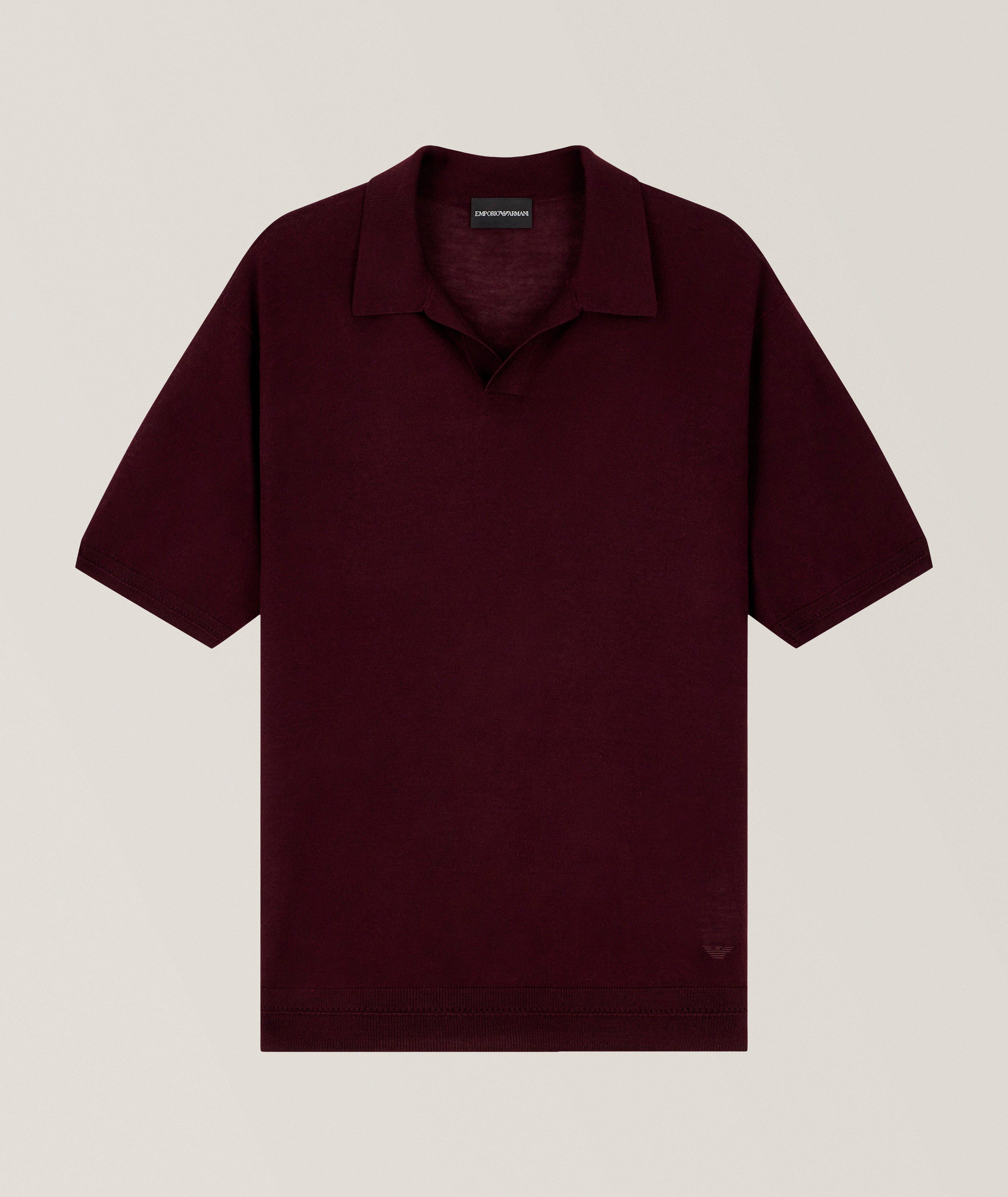 Emporio Armani Virgin Wool-Silk Johnny Collar Polo