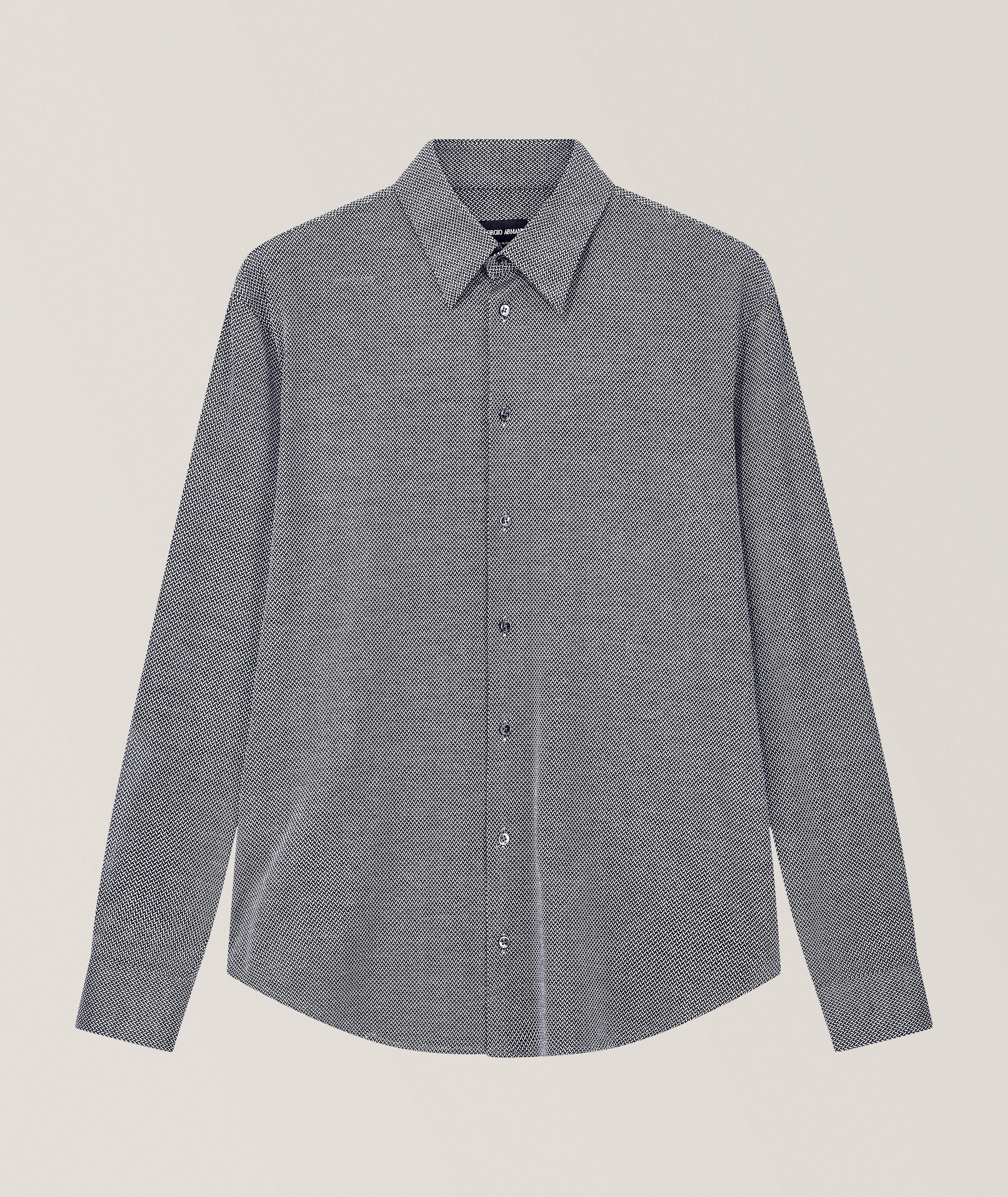 Giorgio Armani Micro-Jacquard Cotton Jersey Shirt