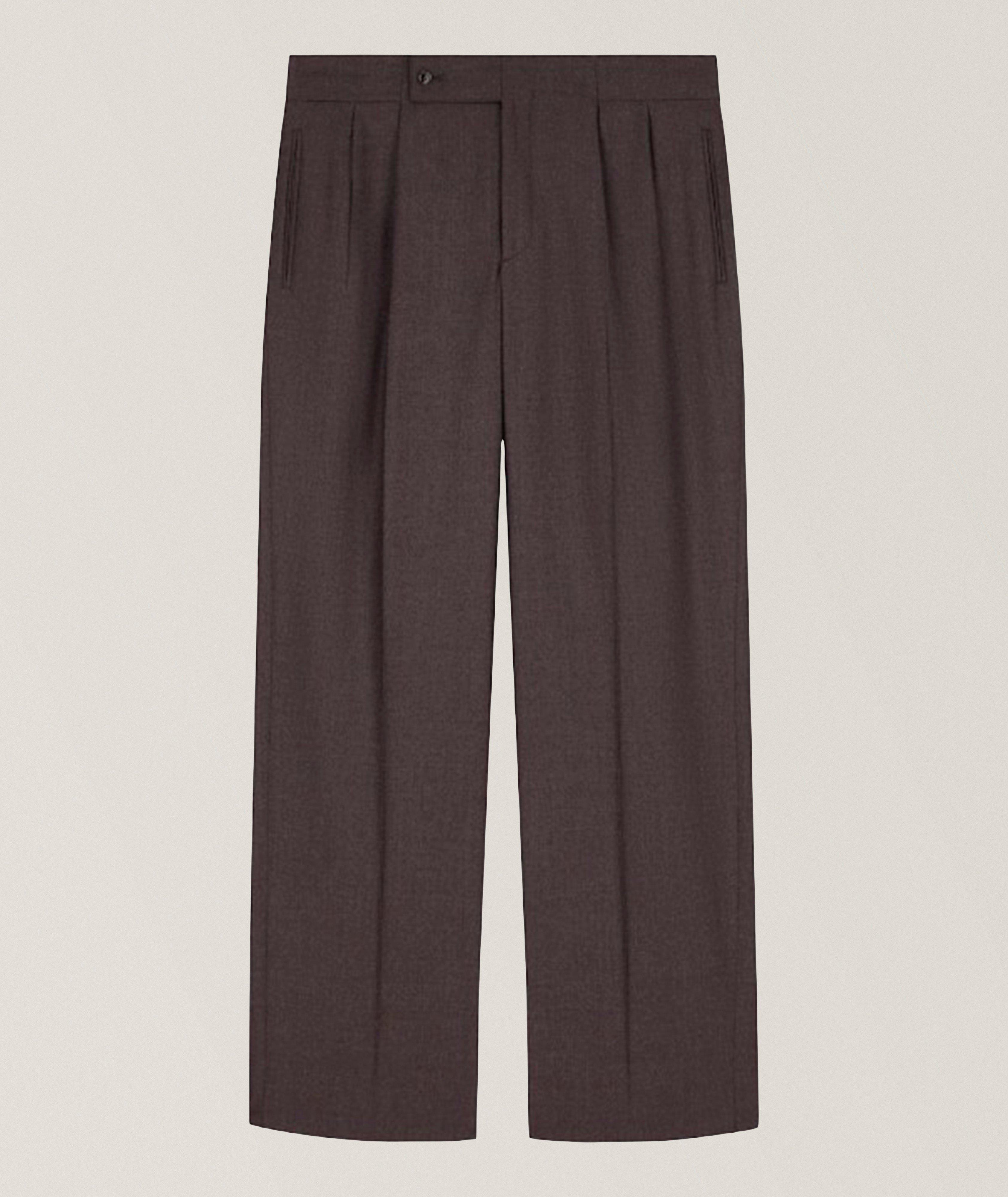 Giorgio Armani Flannel Virgin Wool Double-Pleat Pants