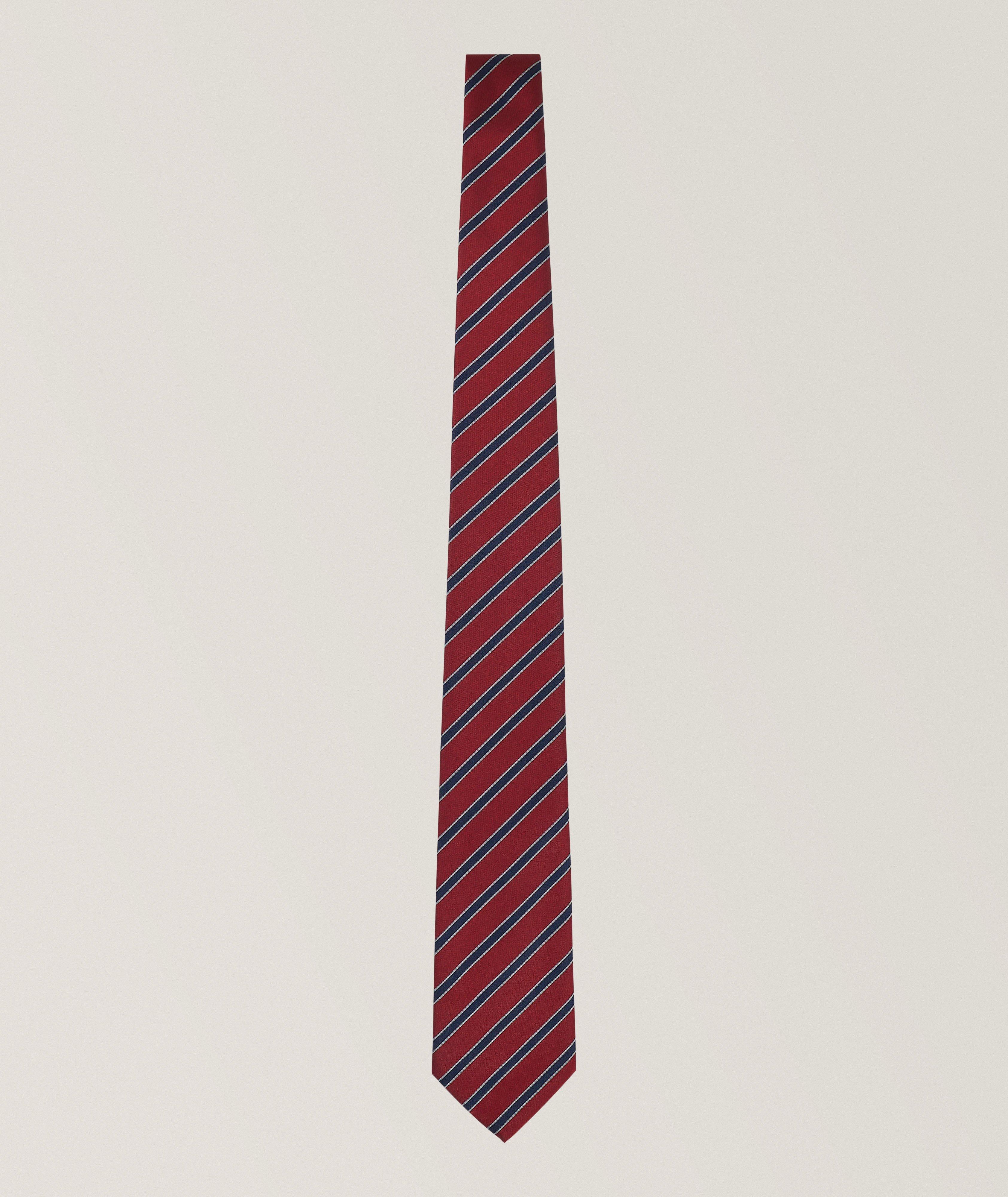 Emporio Armani Cravate en soie jacquard rayures diagonales