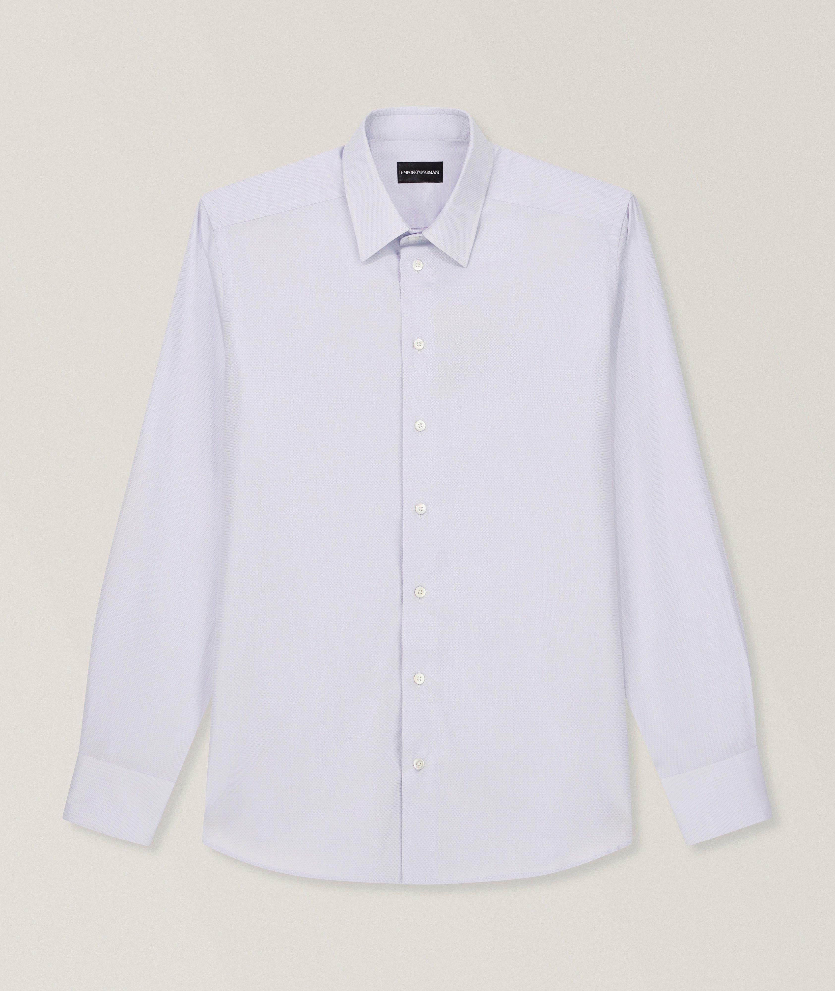 Emporio Armani Textured Piqué Lyocell-Cotton Shirt