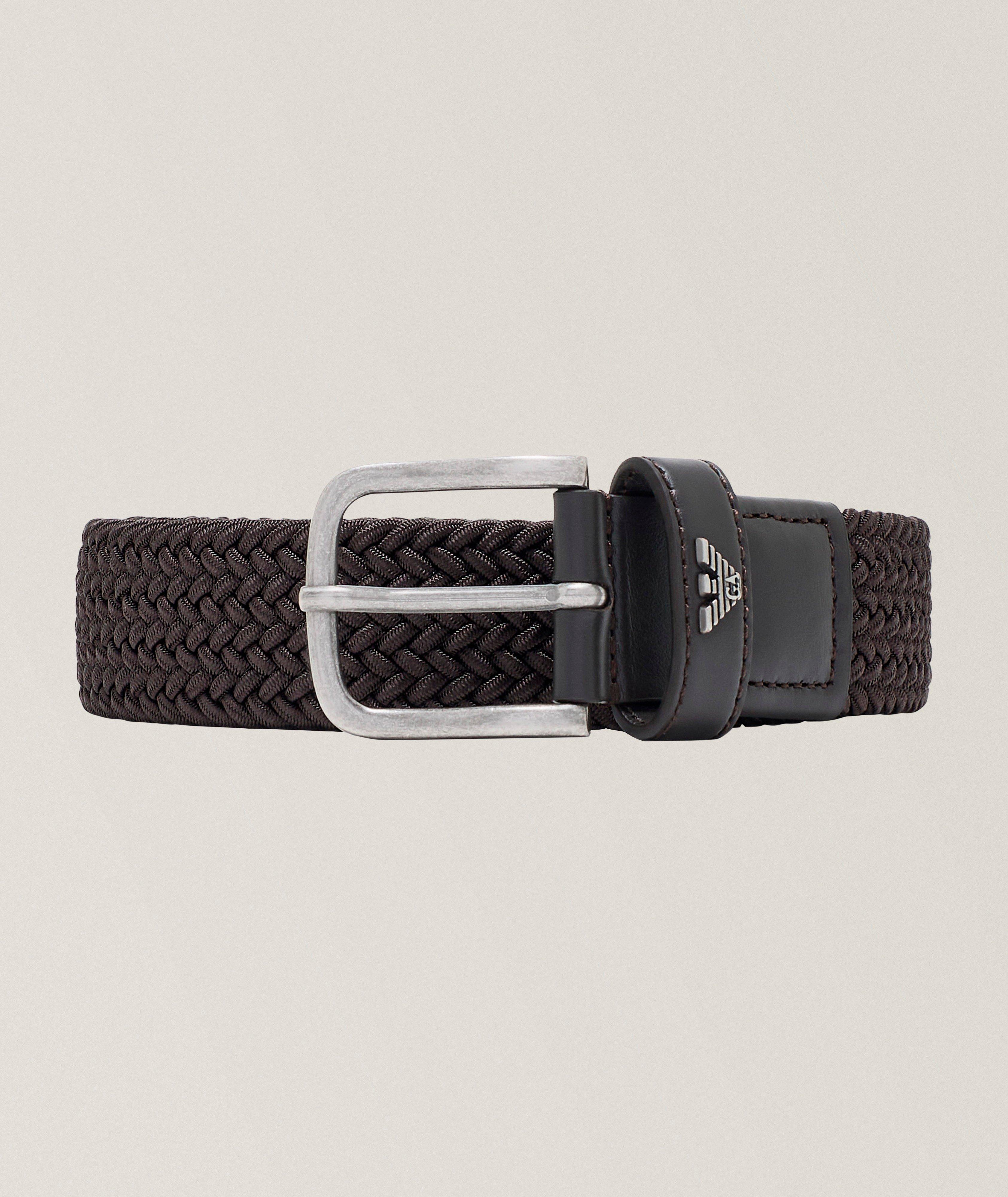 Emporio Armani Braided Leather-Trim Belt