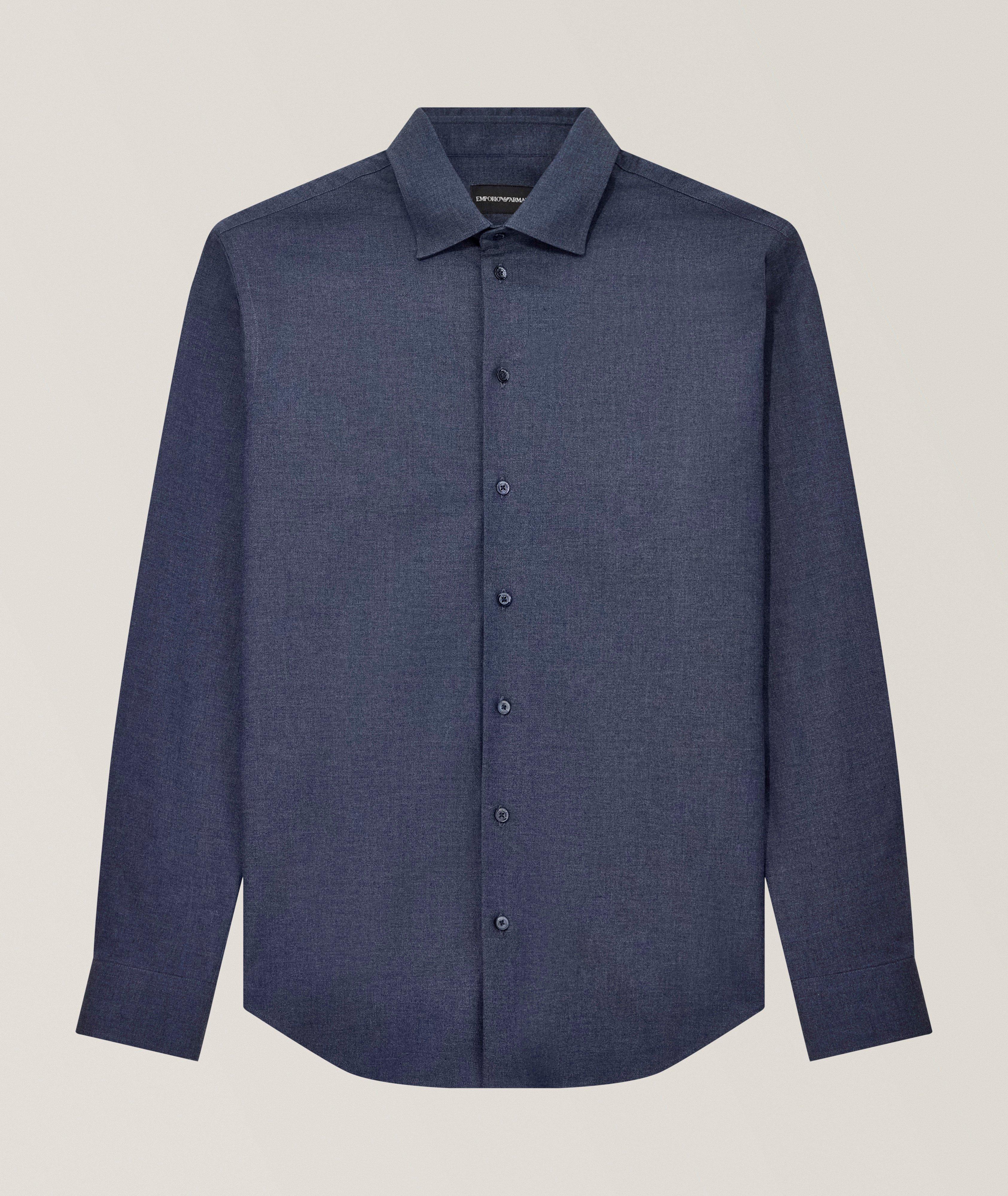 Emporio Armani Mélange Virgin Wool Canvas Shirt