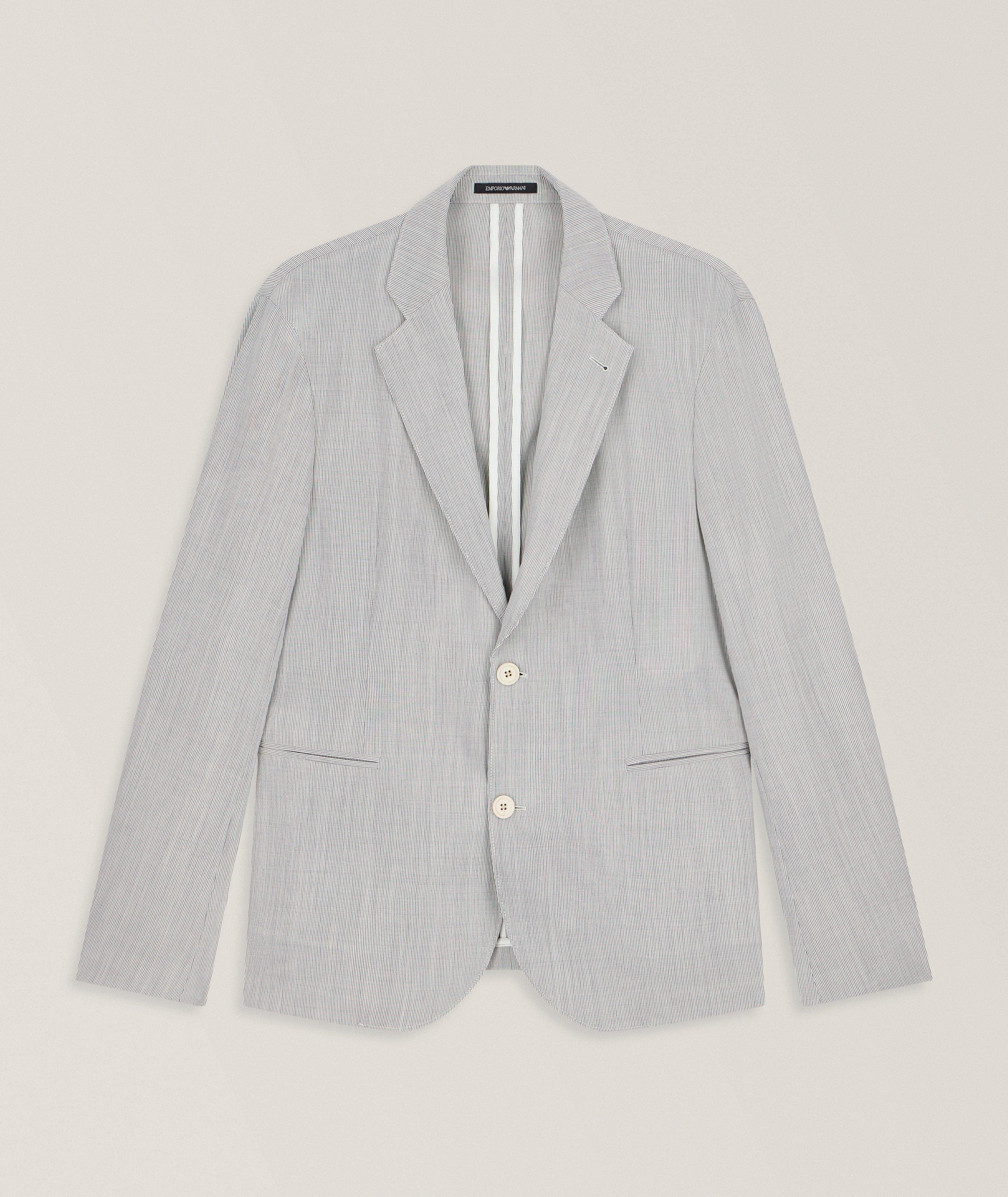 Emporio Armani Veston sport non doublé rayé texturé