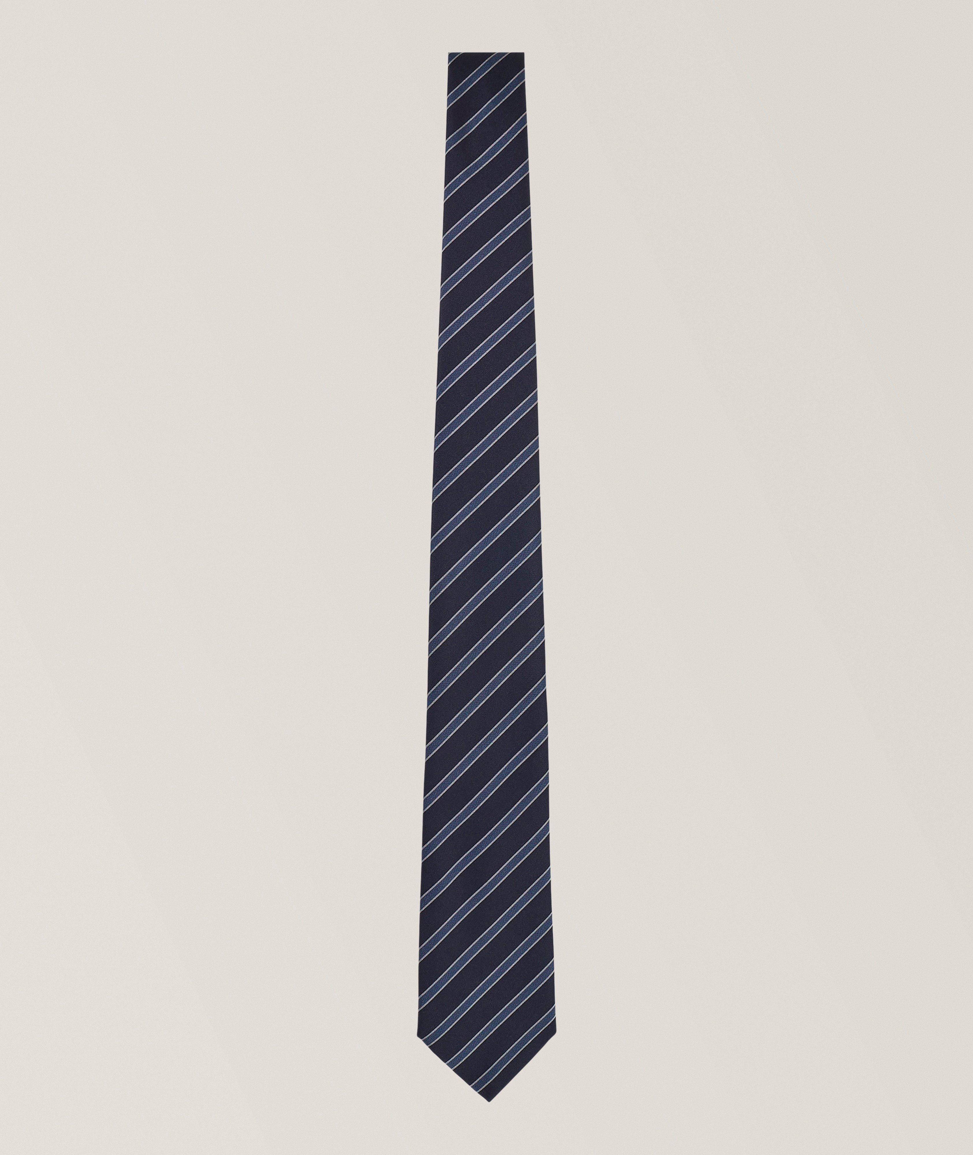 Emporio Armani Cravate en soie jacquard rayures diagonales