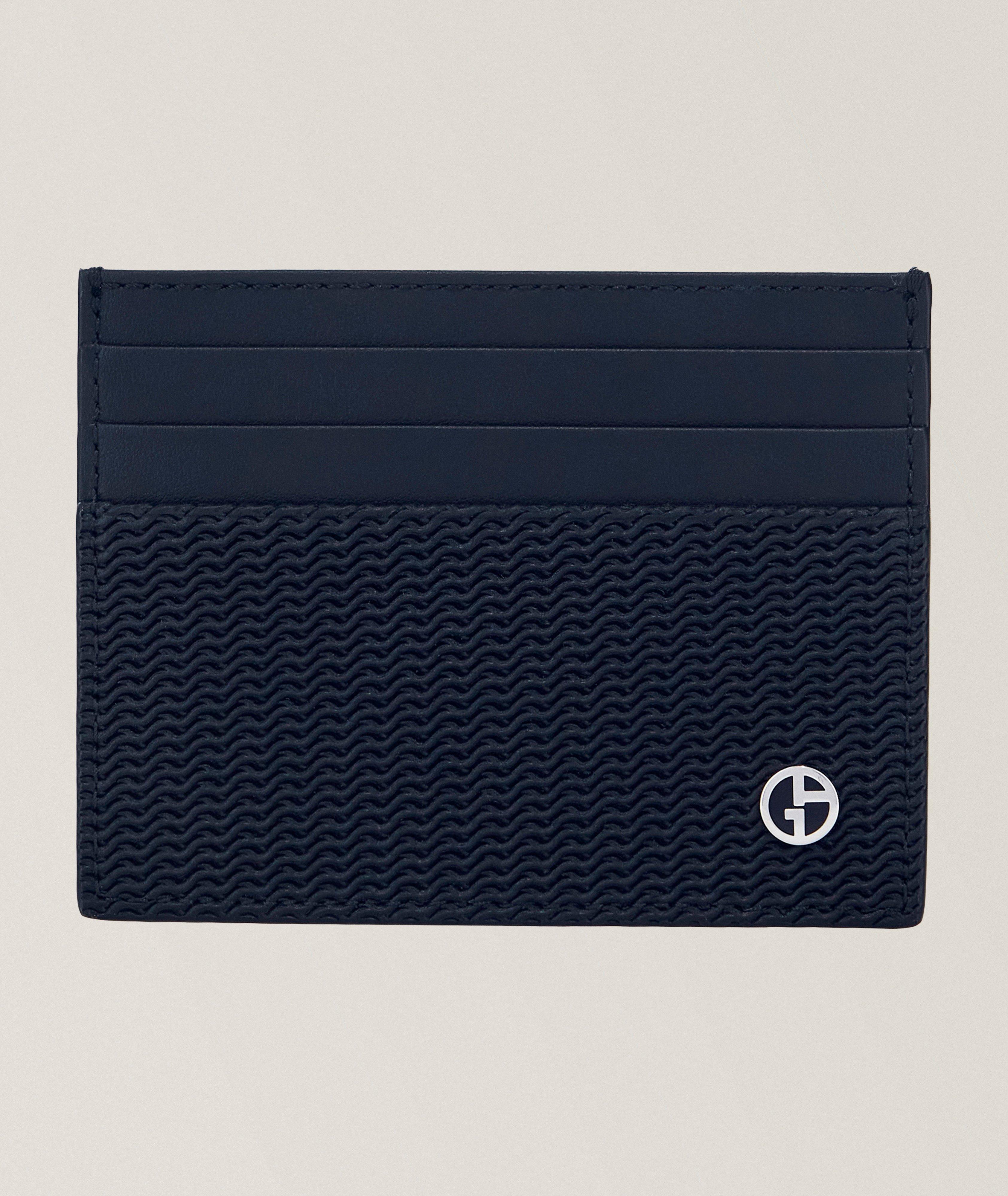 Giorgio Armani Wave-Print Leather Cardholder