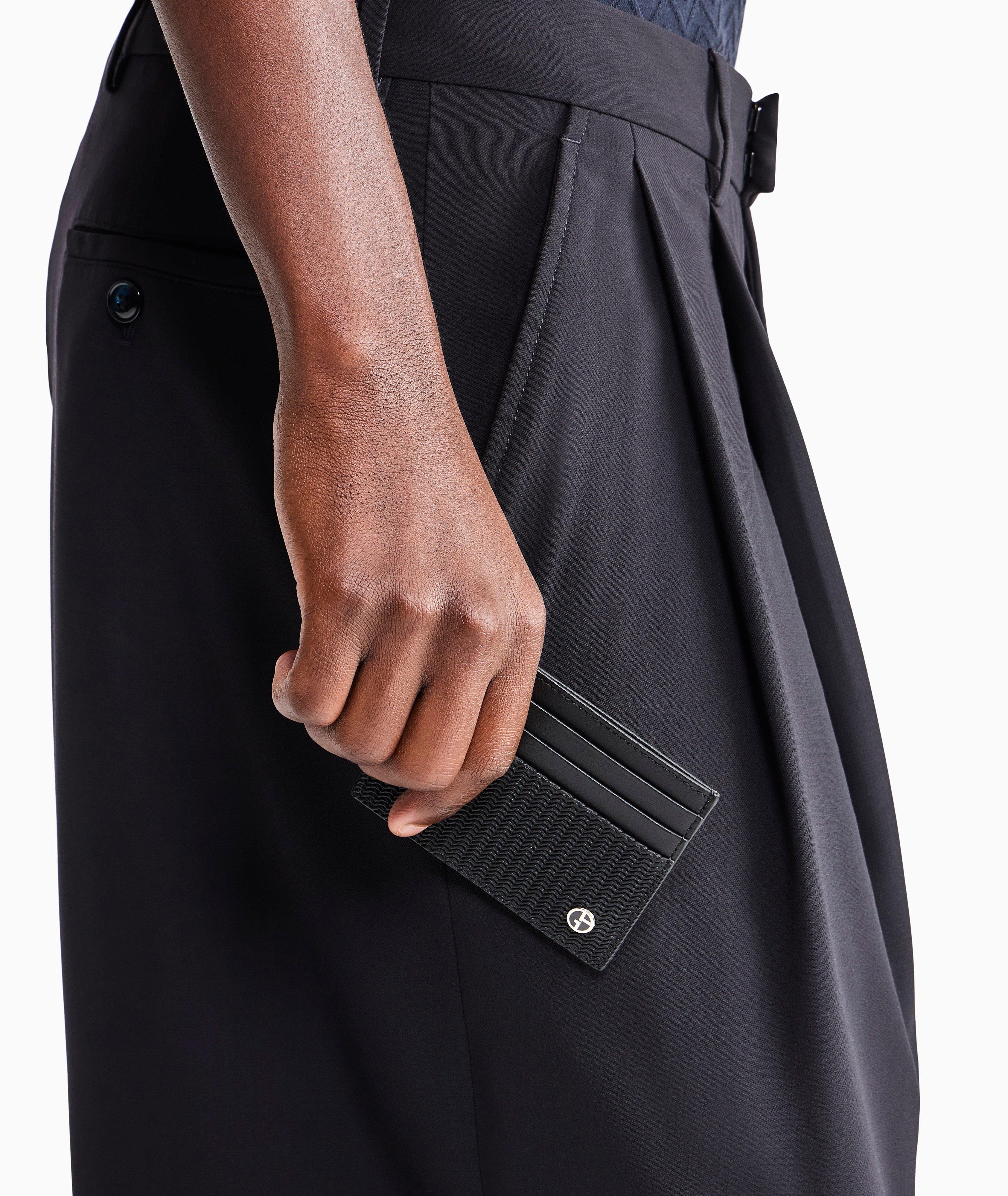 Wave-Print Leather Cardholder image 4