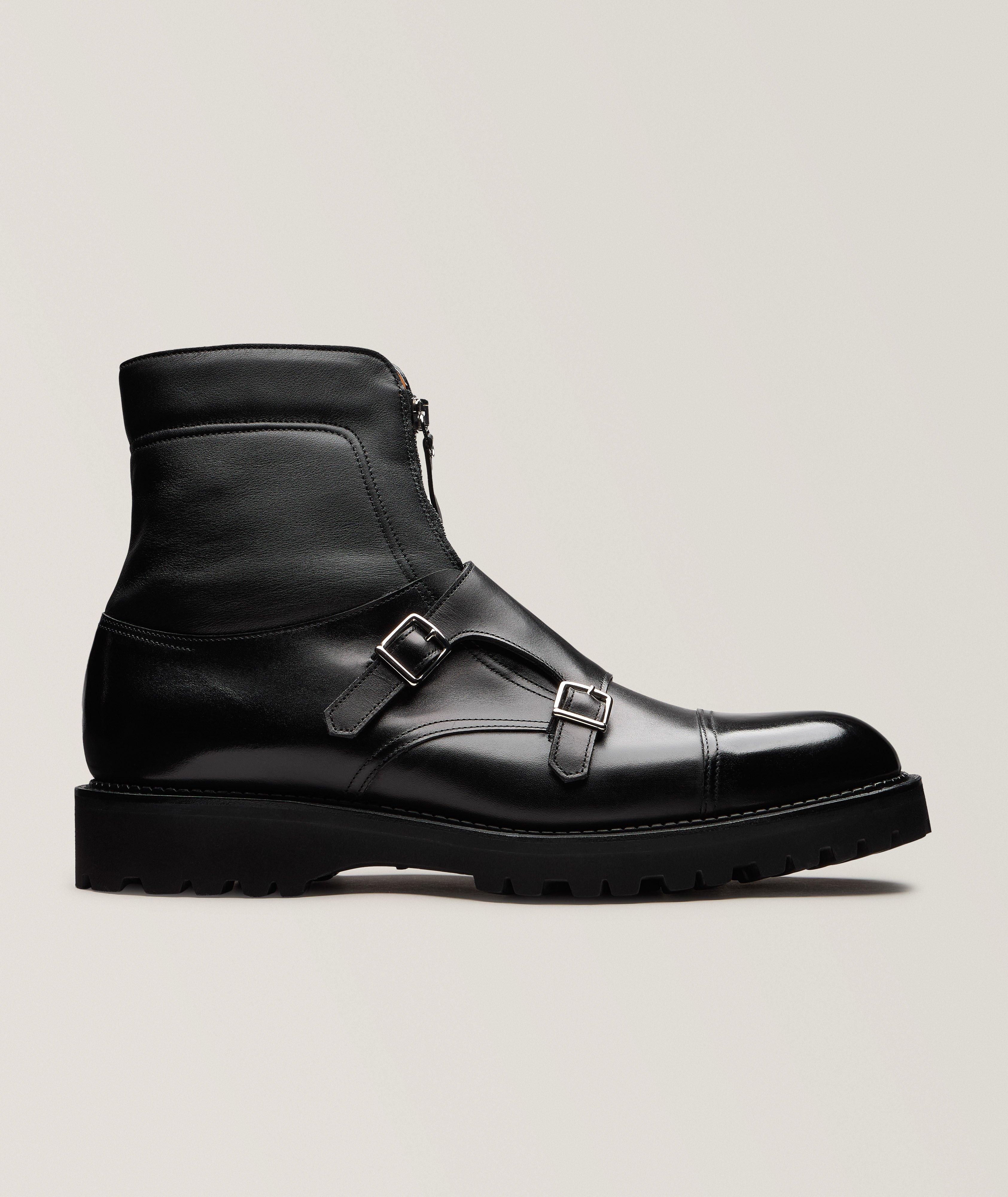 John Lobb Bottes semelle crantée en cuir boucle double William