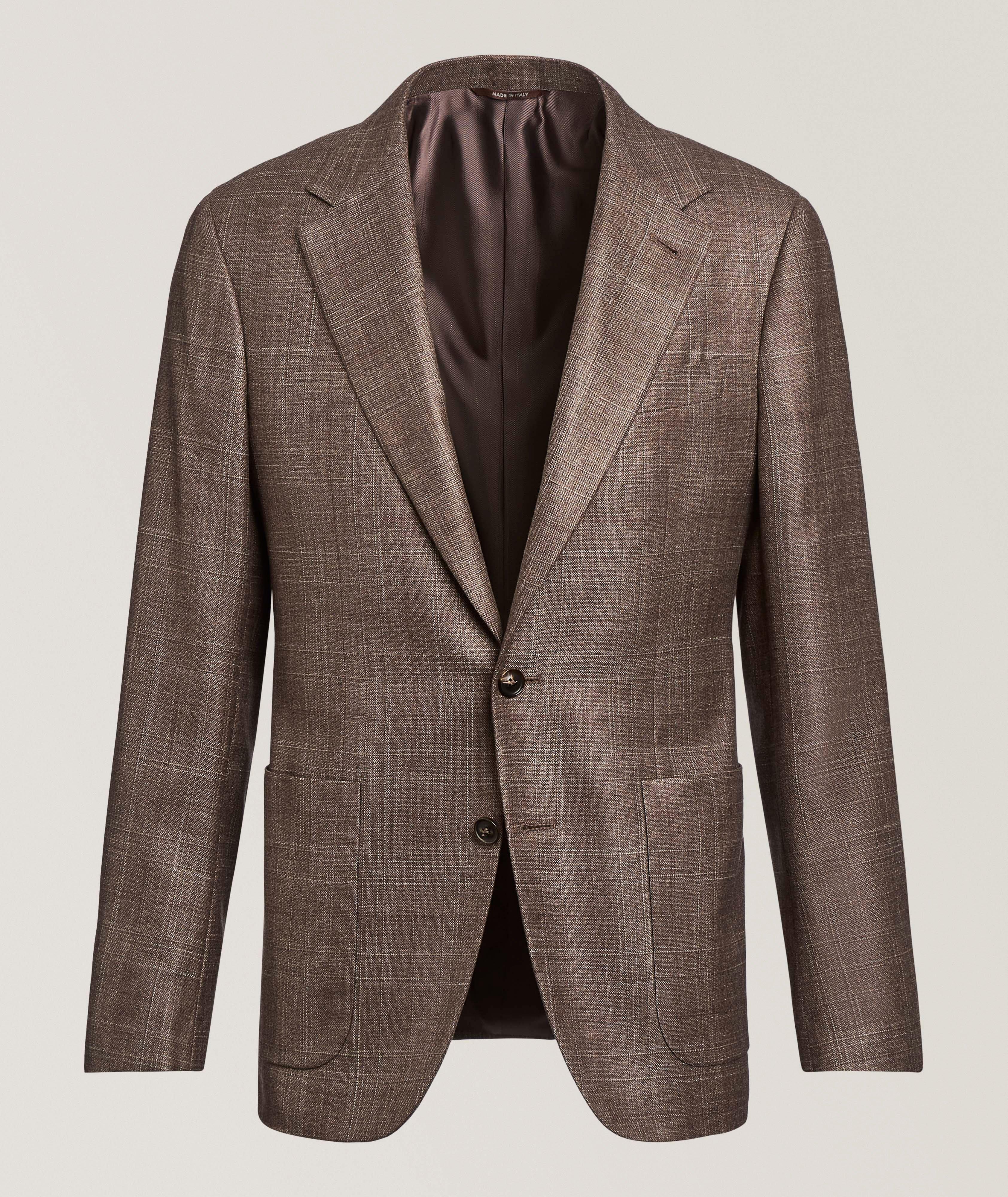Canali Veston sport soie-cachemire déstructuré carreaux Kei