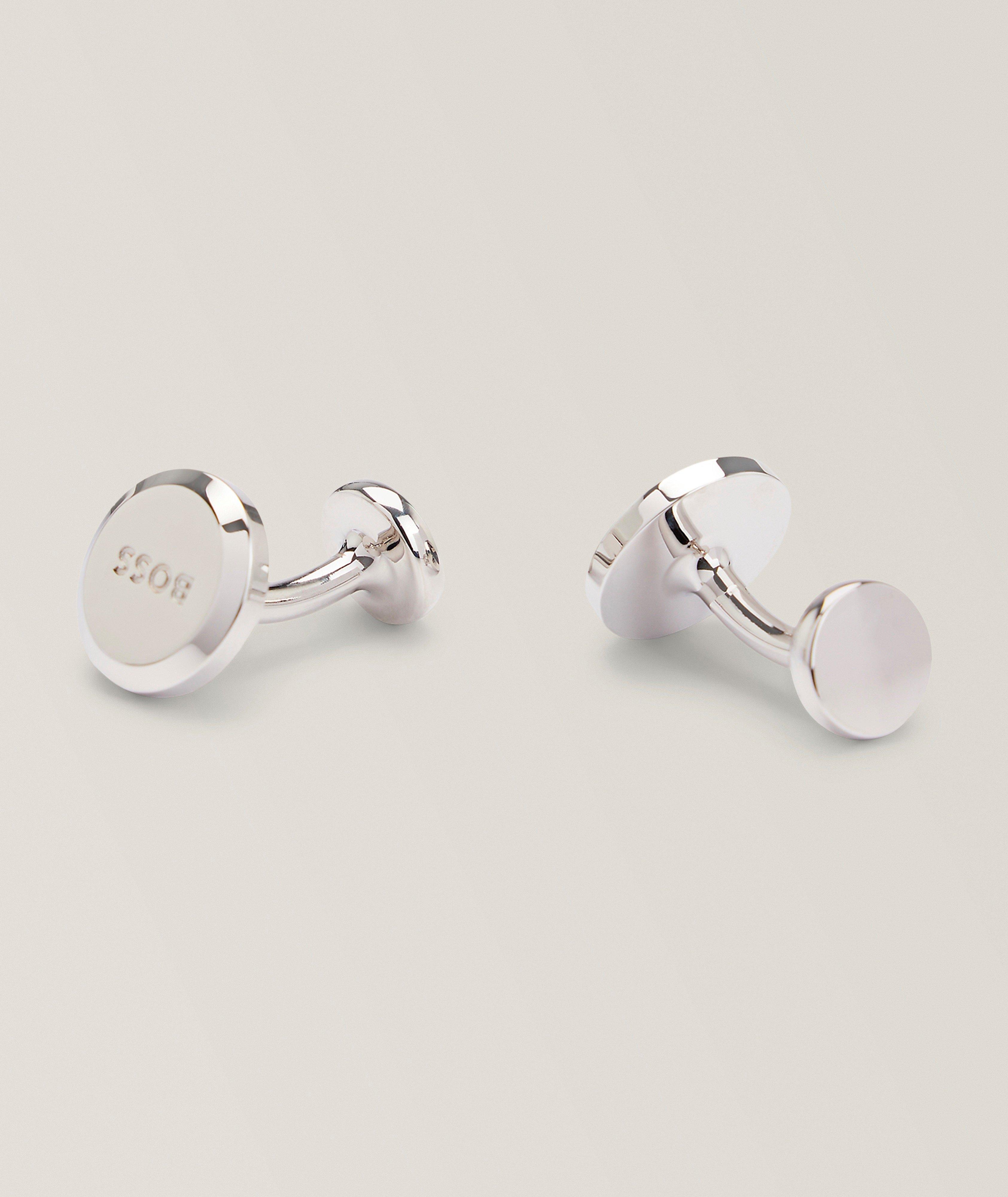BOSS Boutons manchette logo Silverstone ronds