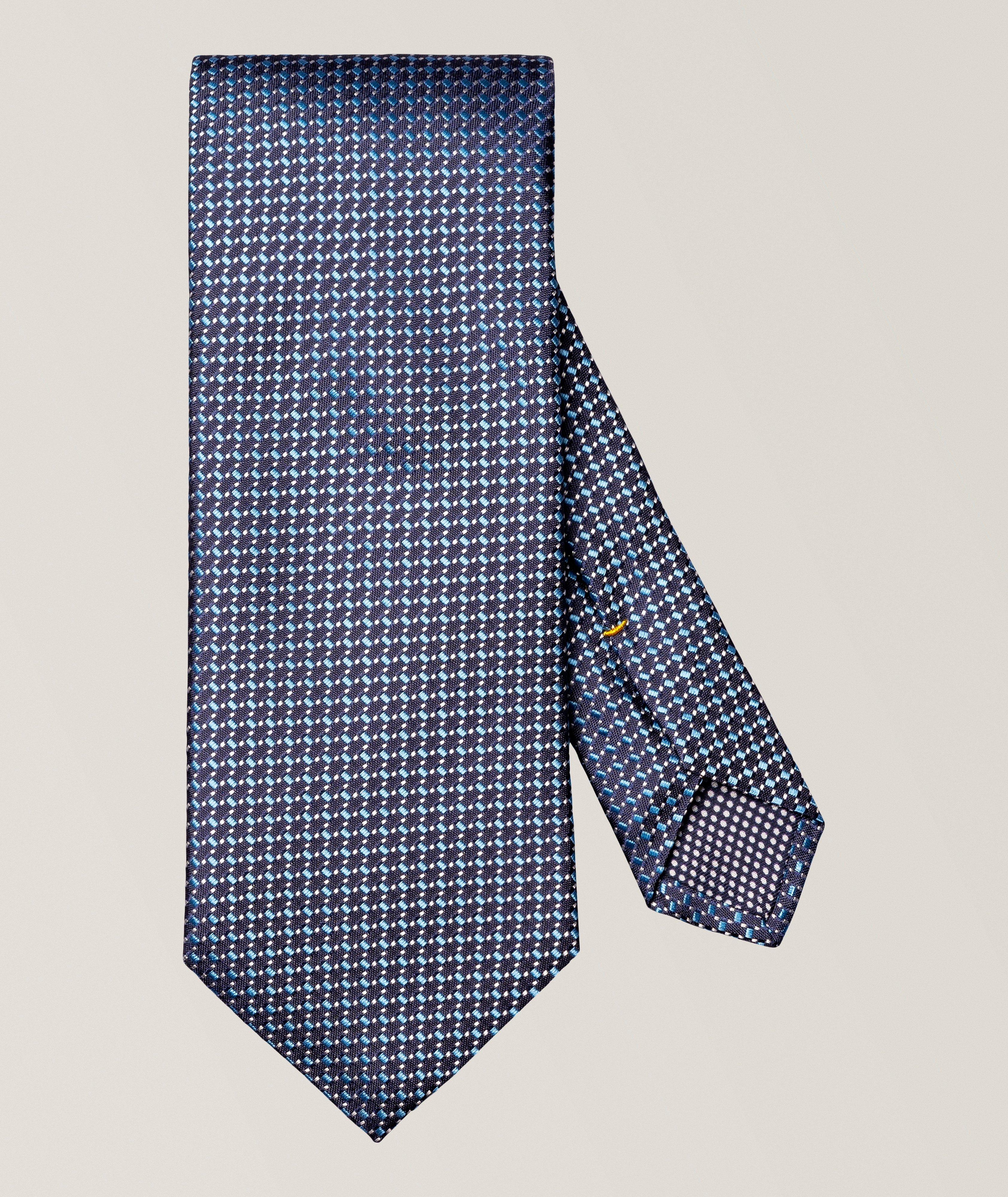 Micro-Geometric Woven Silk Tie image 0
