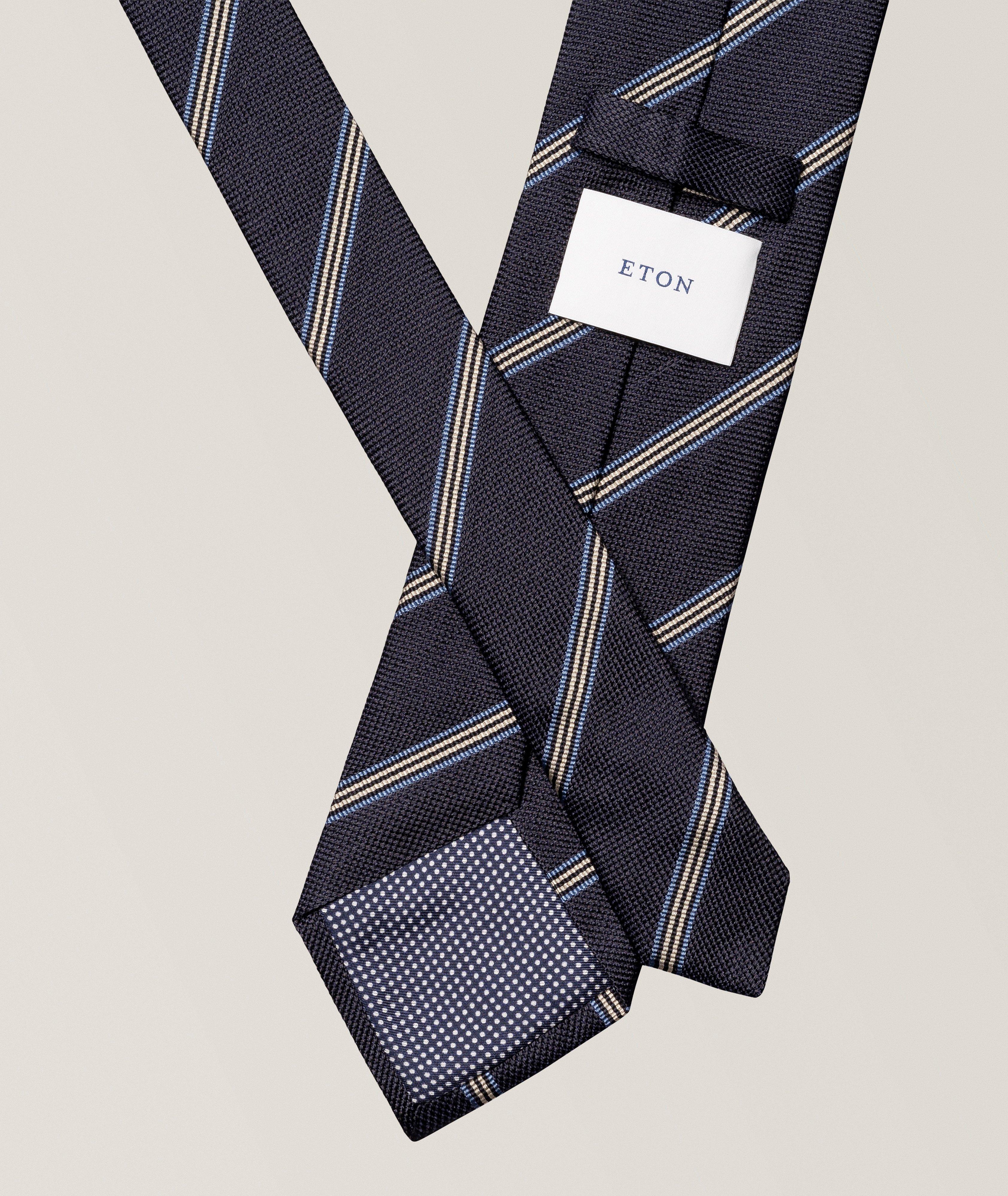 Striped Woven Silk Tie image 1
