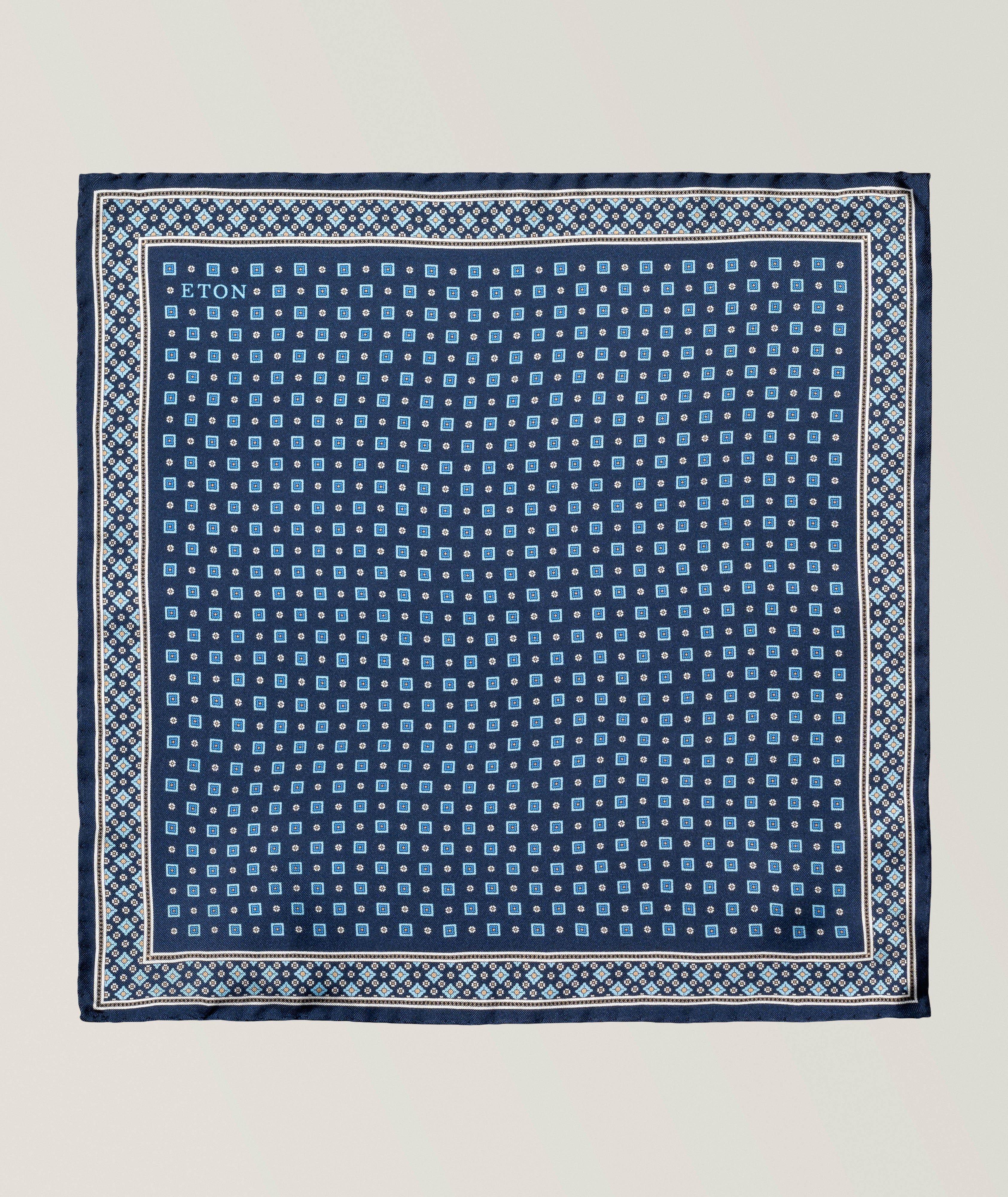 Eton Medallion Floral Silk Pocket Square