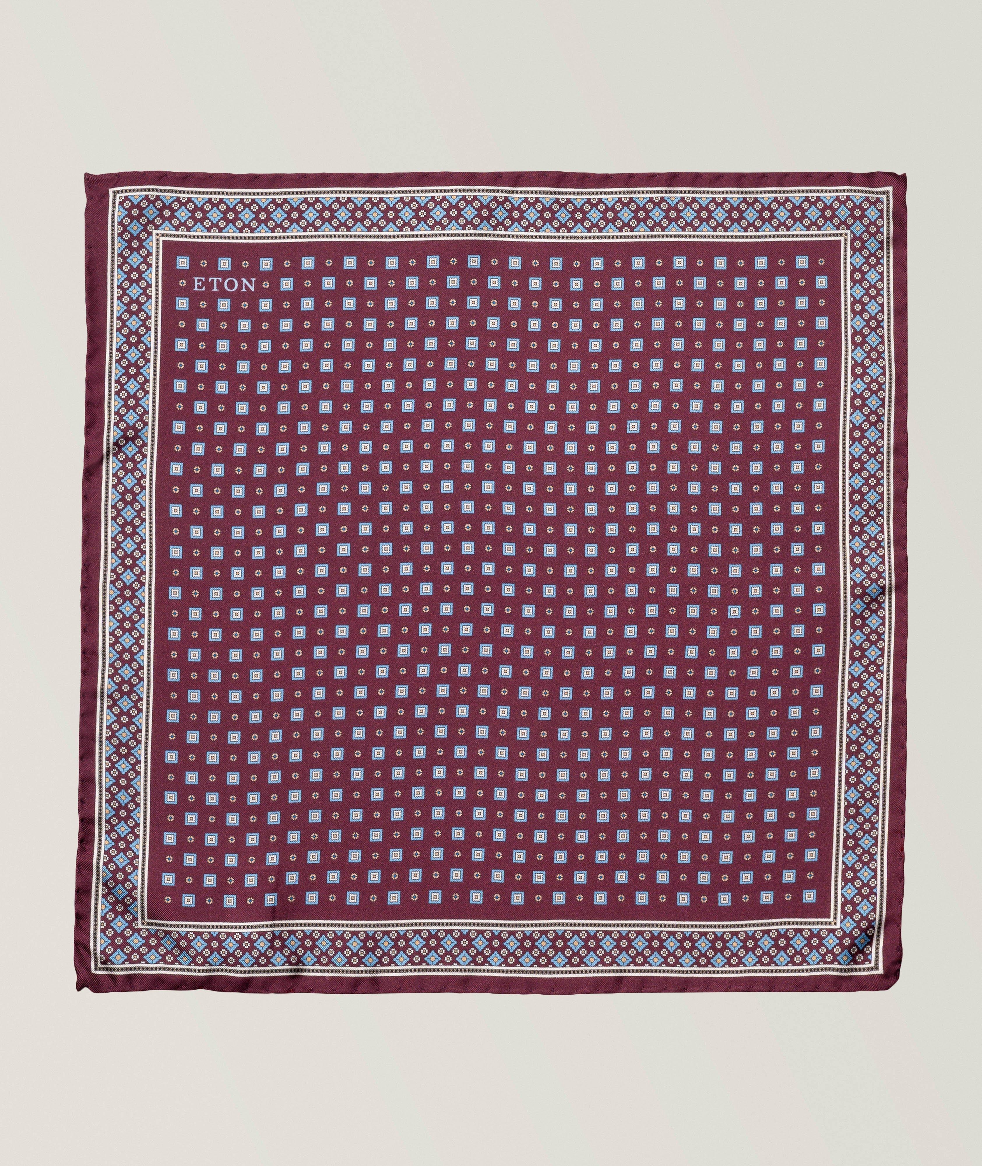 Eton Floral Medallion Silk Pocket Square