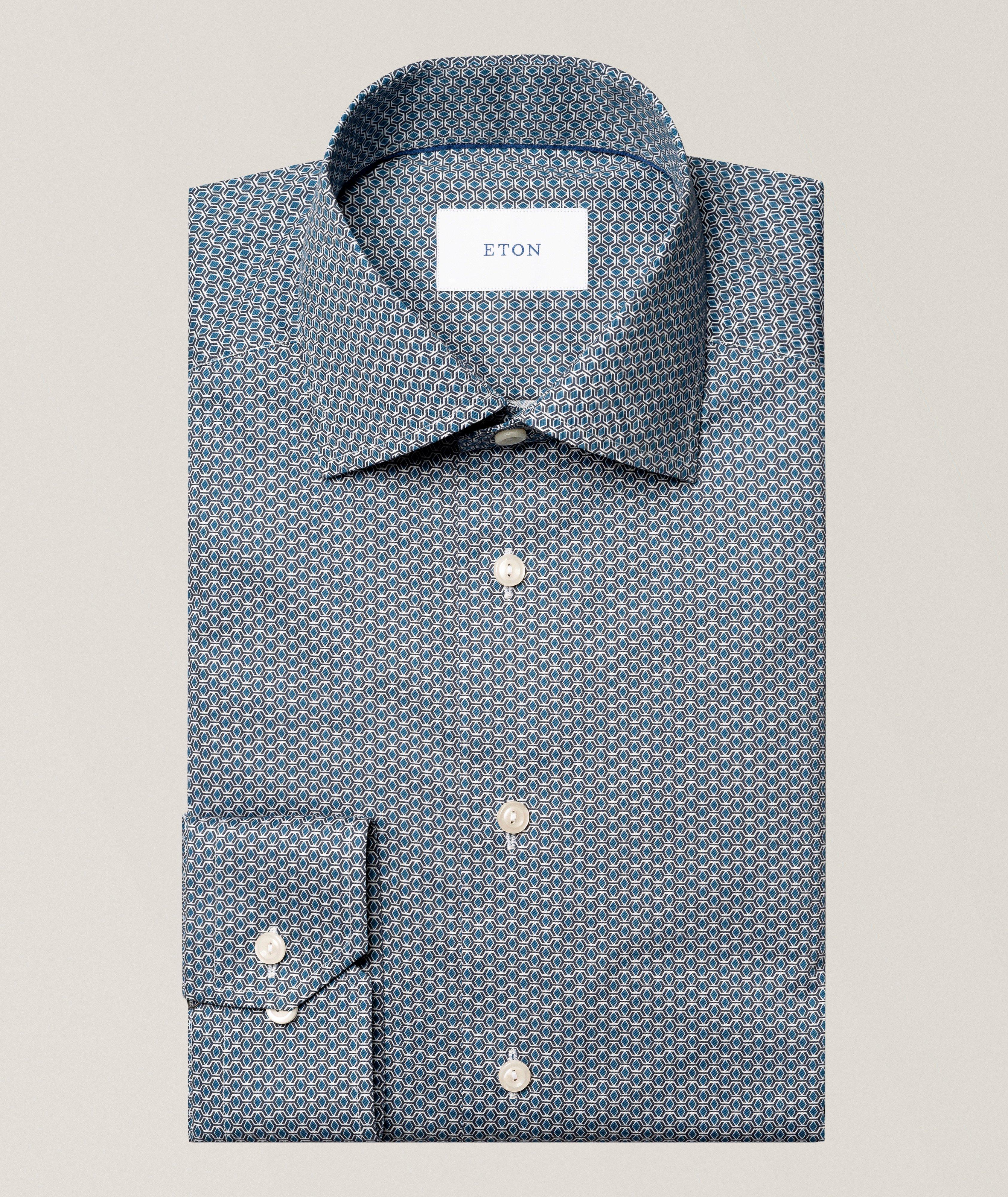 Eton Contemporary-Fit Geometric Twill Dress Shirt