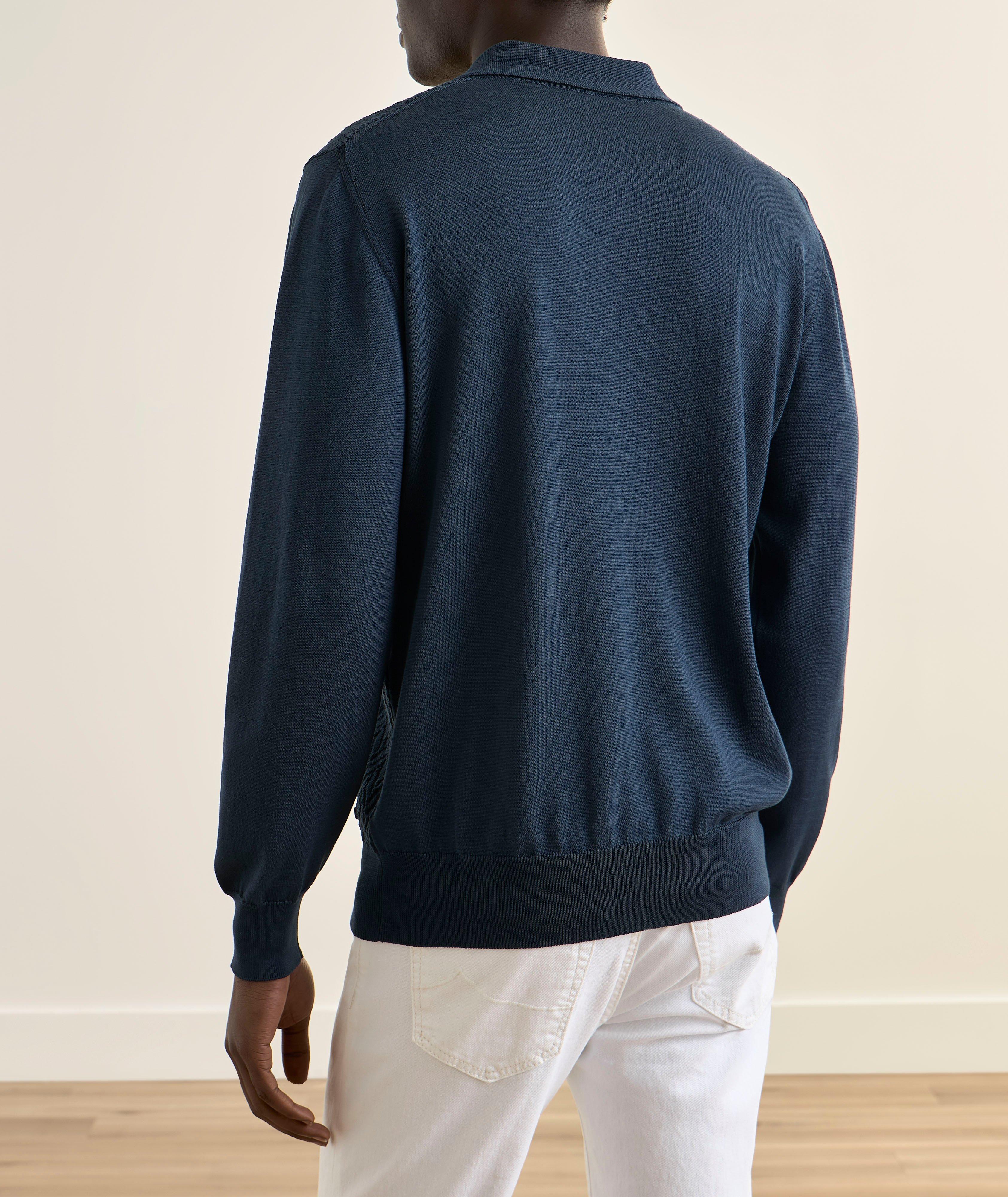 Chevron Knit Cotton Polo Sweater image 2