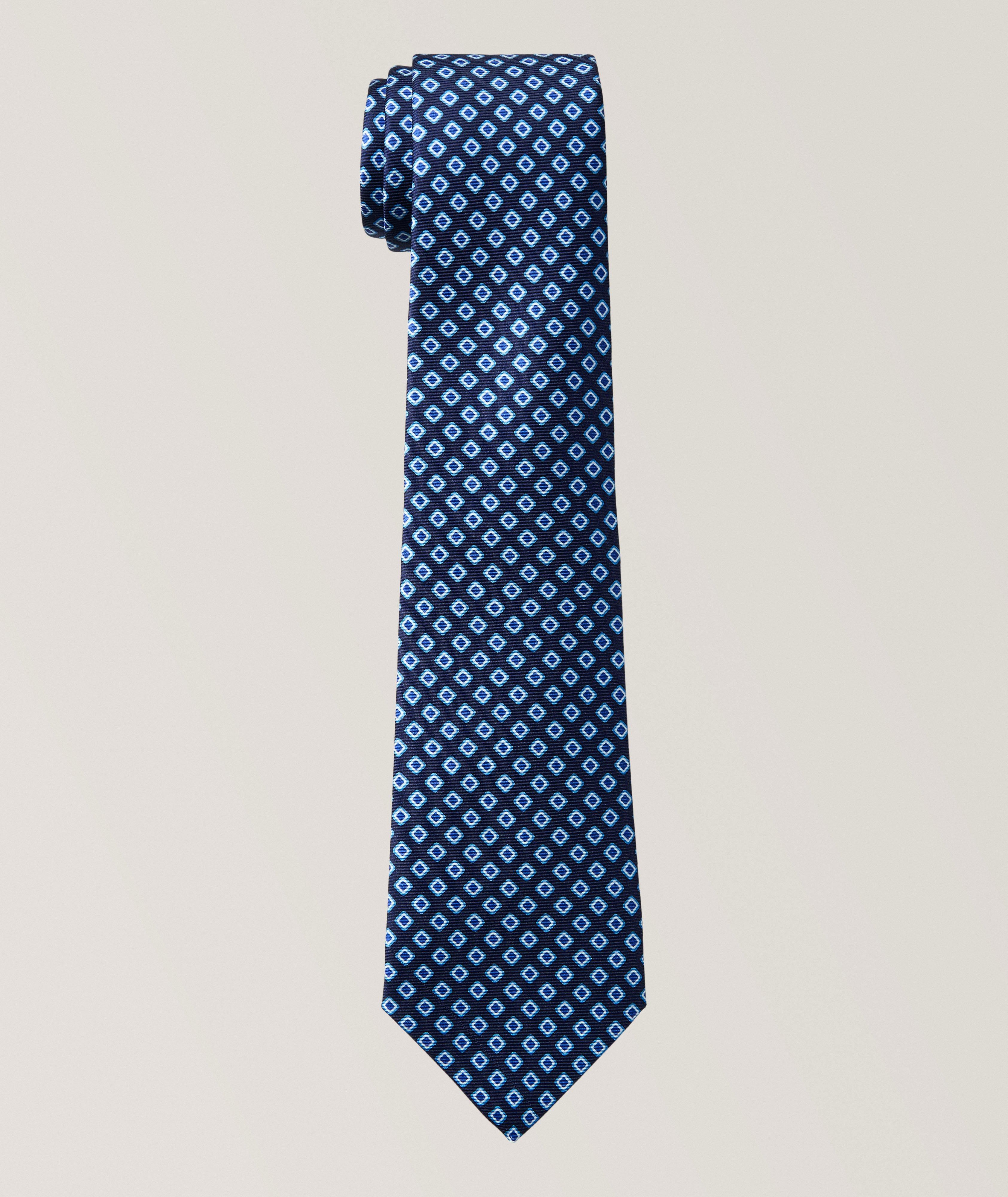 Kiton Diamond-Print Silk Tie 