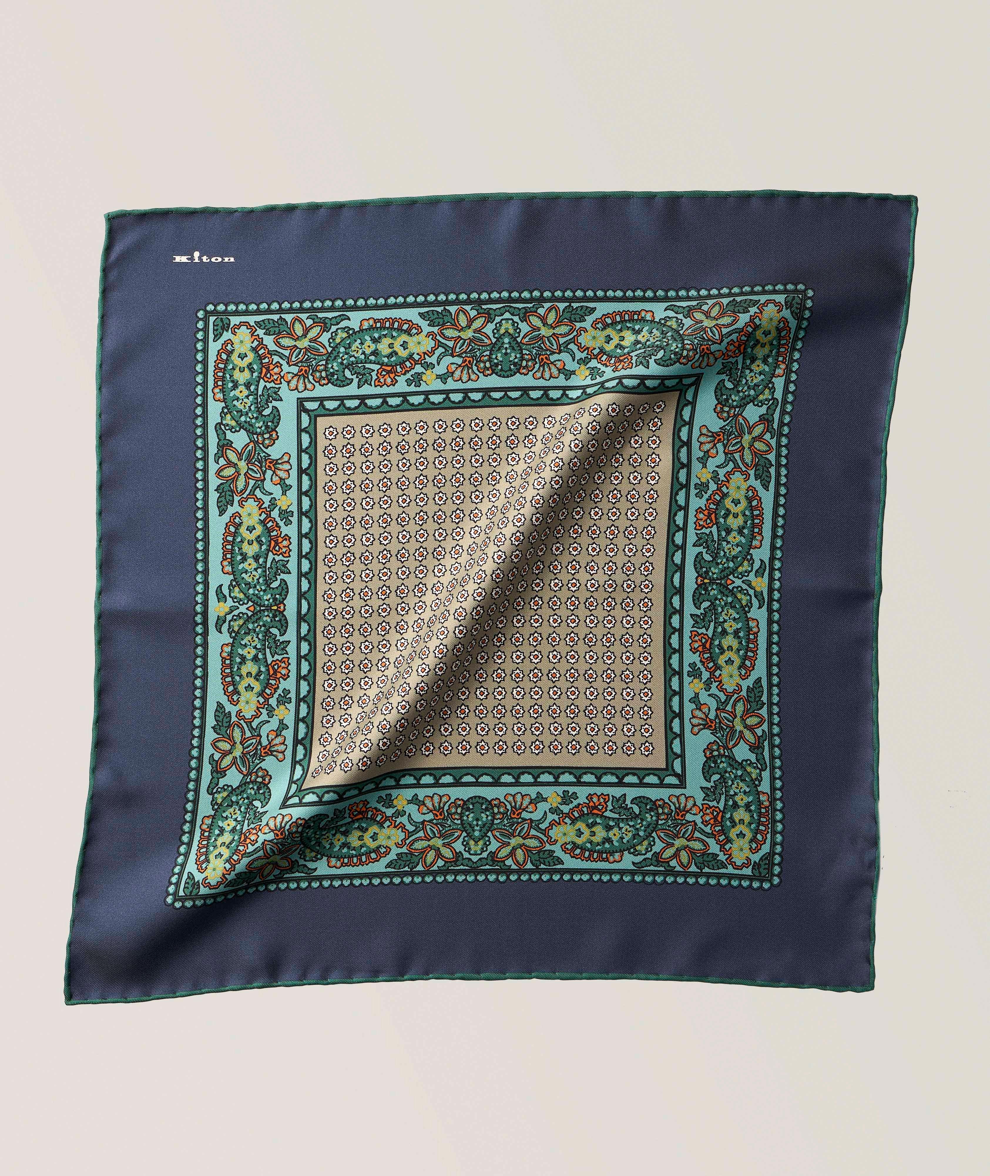 Kiton Paisley & Medallion Silk Pocket Square