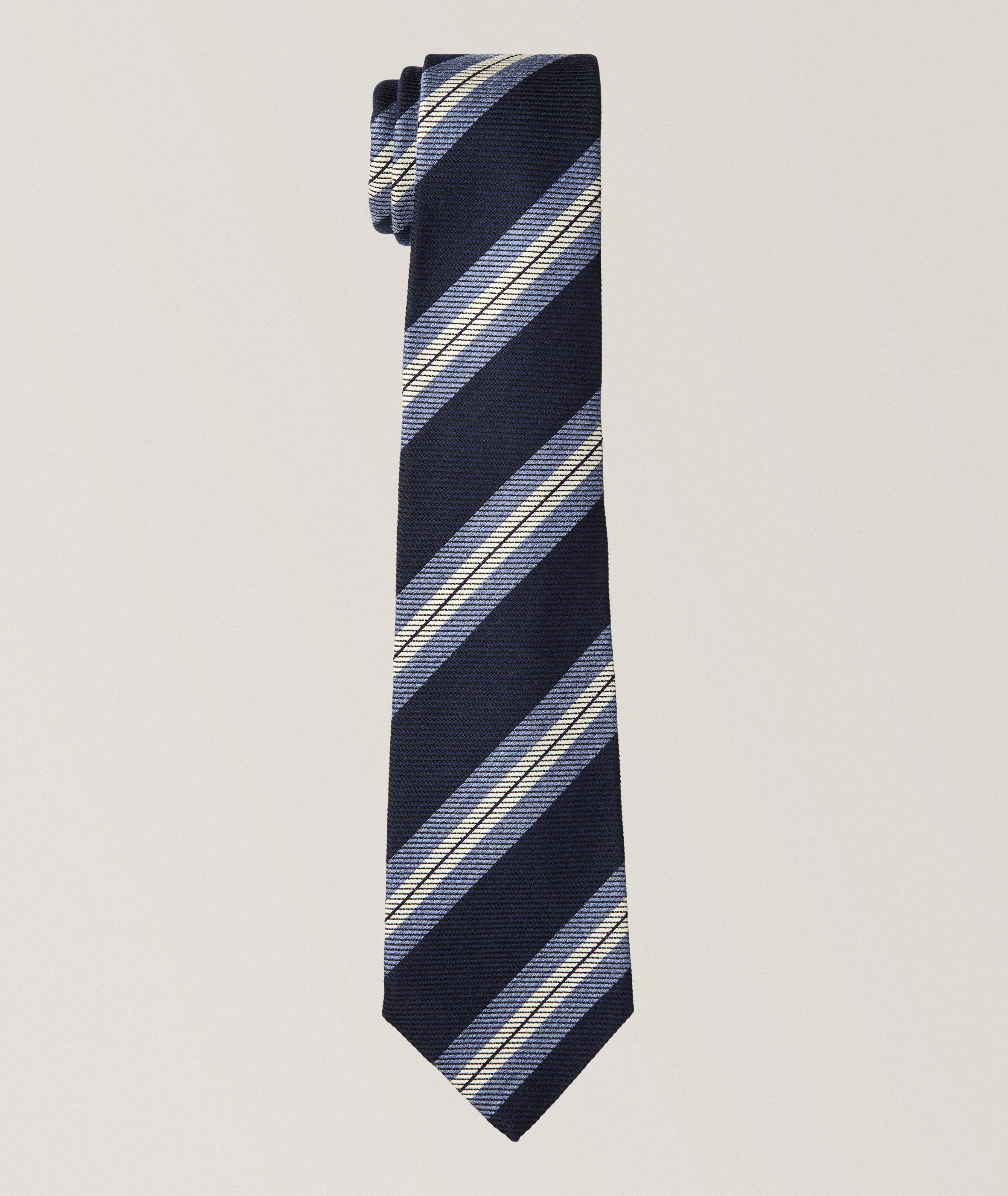 Kiton Striped Wool-Silk Tie 