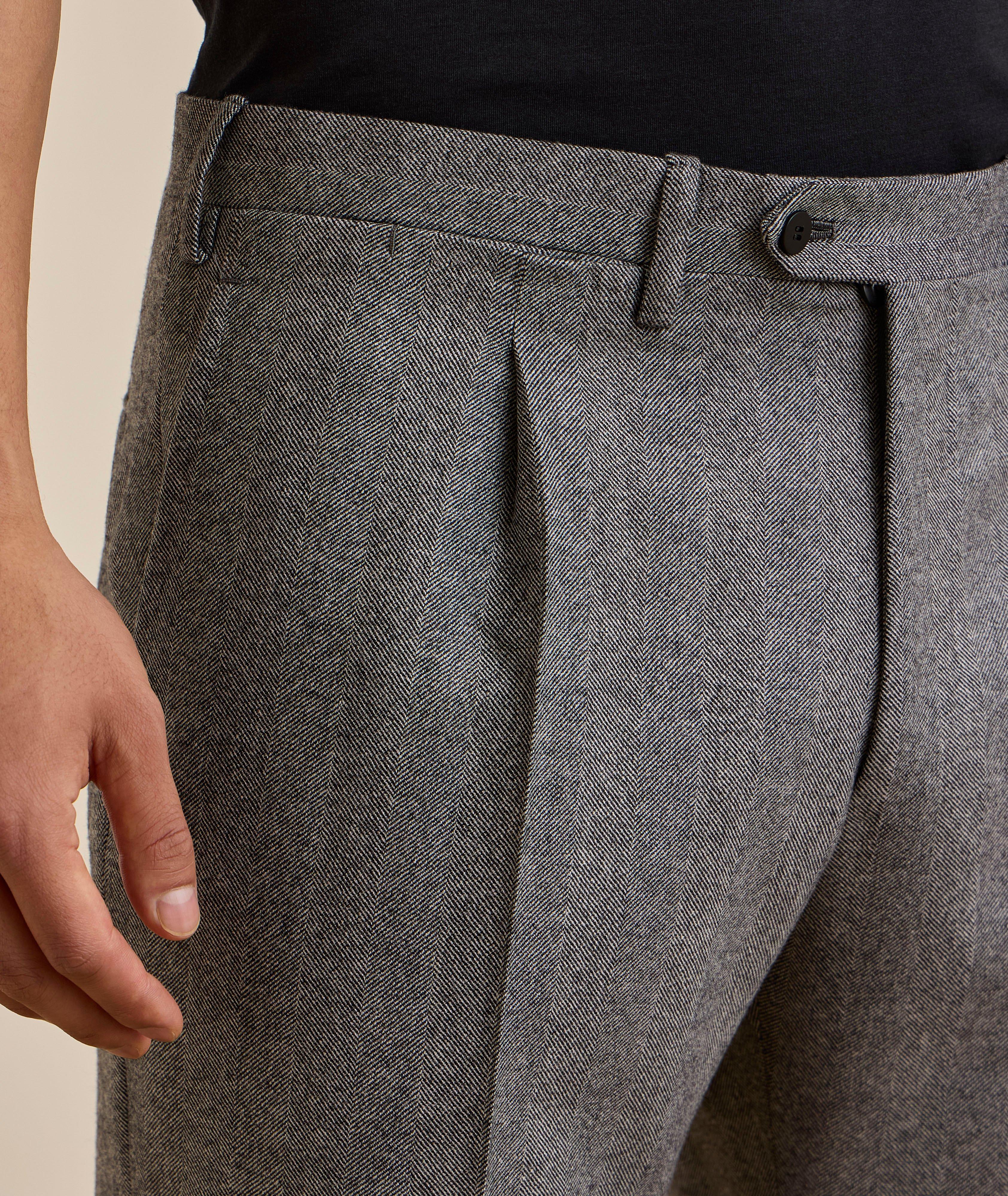 Herringbone Wool-Cashmere Dress Pants image 3