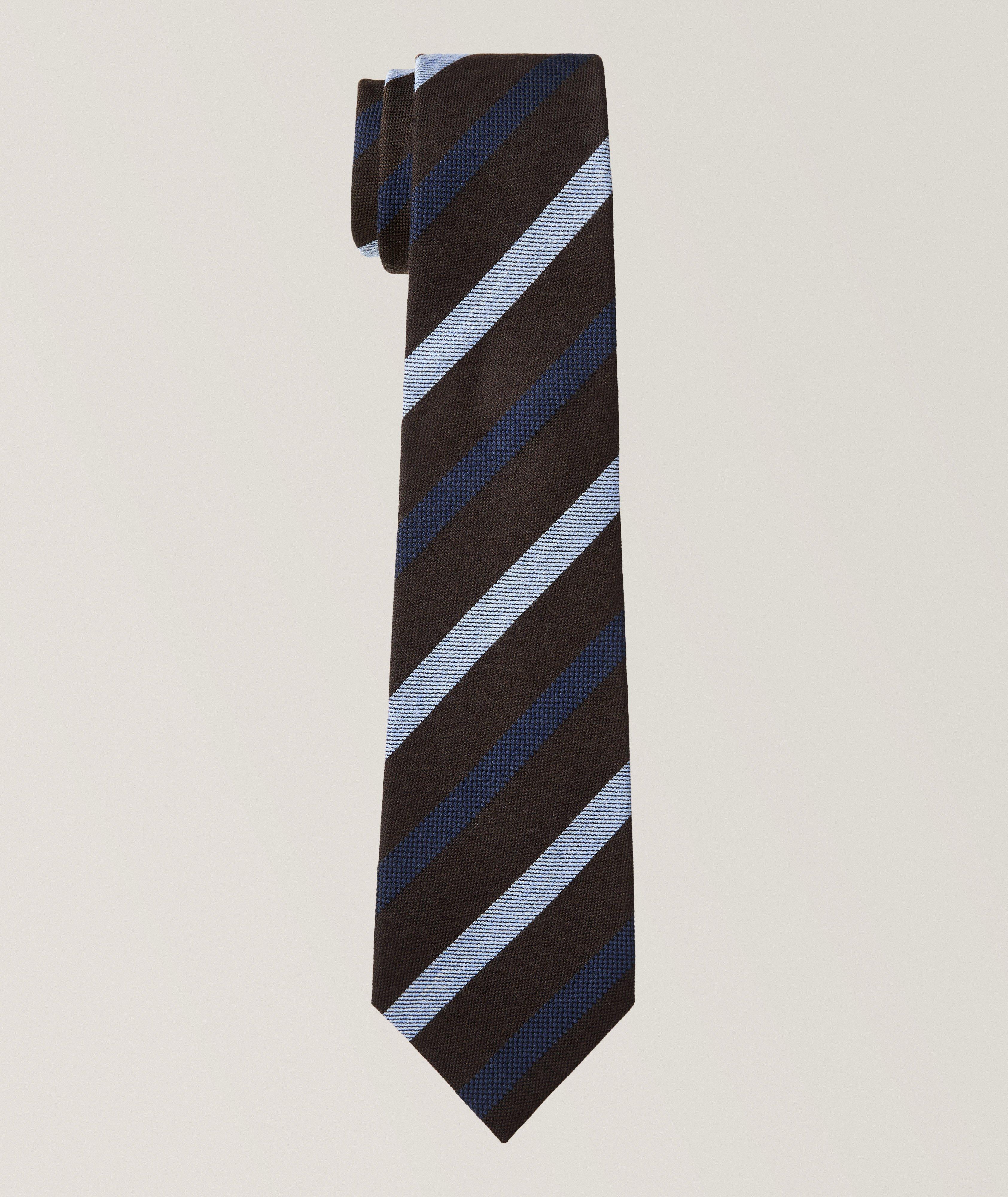 Kiton Striped Wool-Silk Tie 