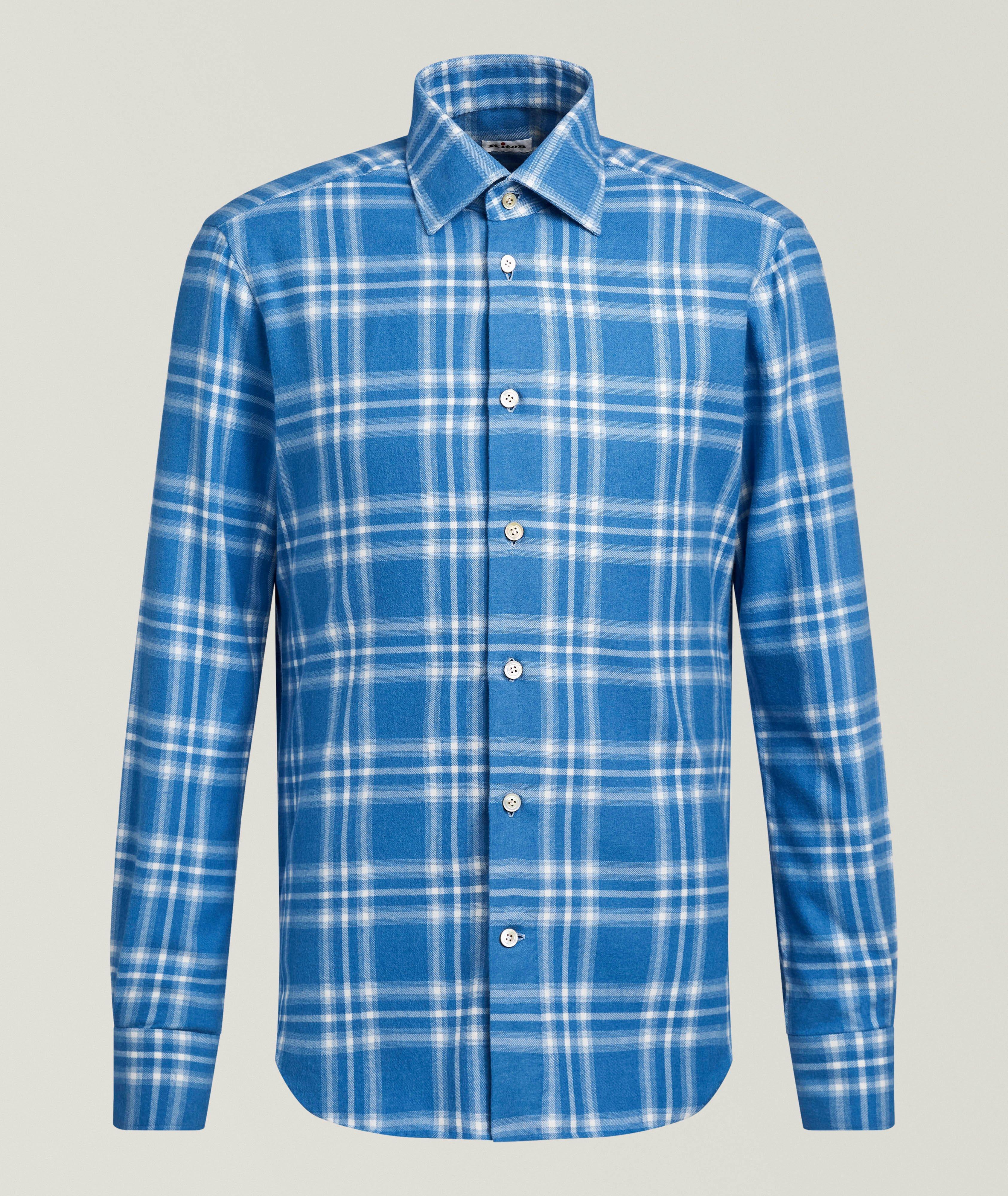 Kiton Plaid Brushed Flannel Shirt 