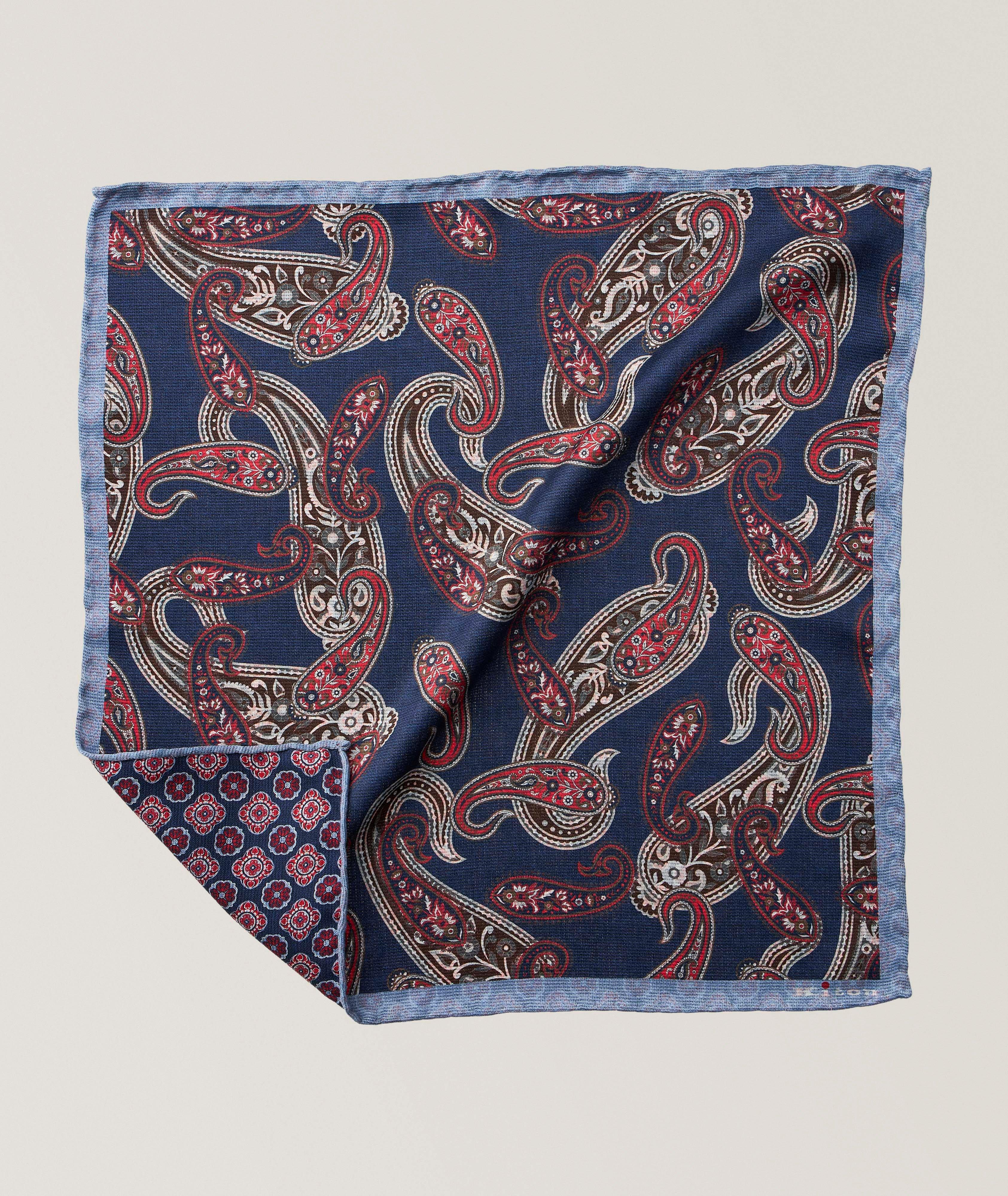 Kiton Reversible Paisley Silk Pocket Square