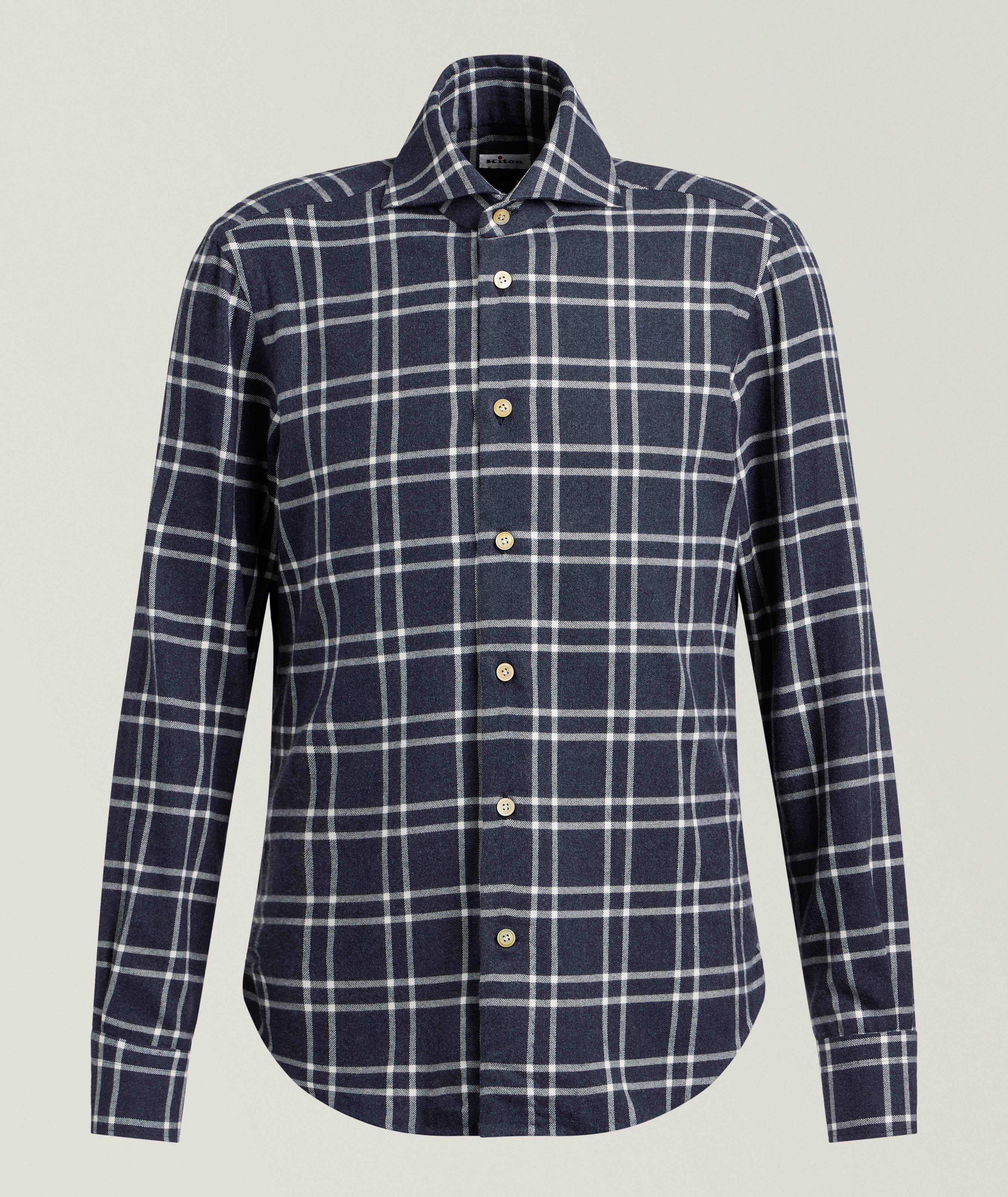 Kiton Plaid Brushed Flannel Shirt 