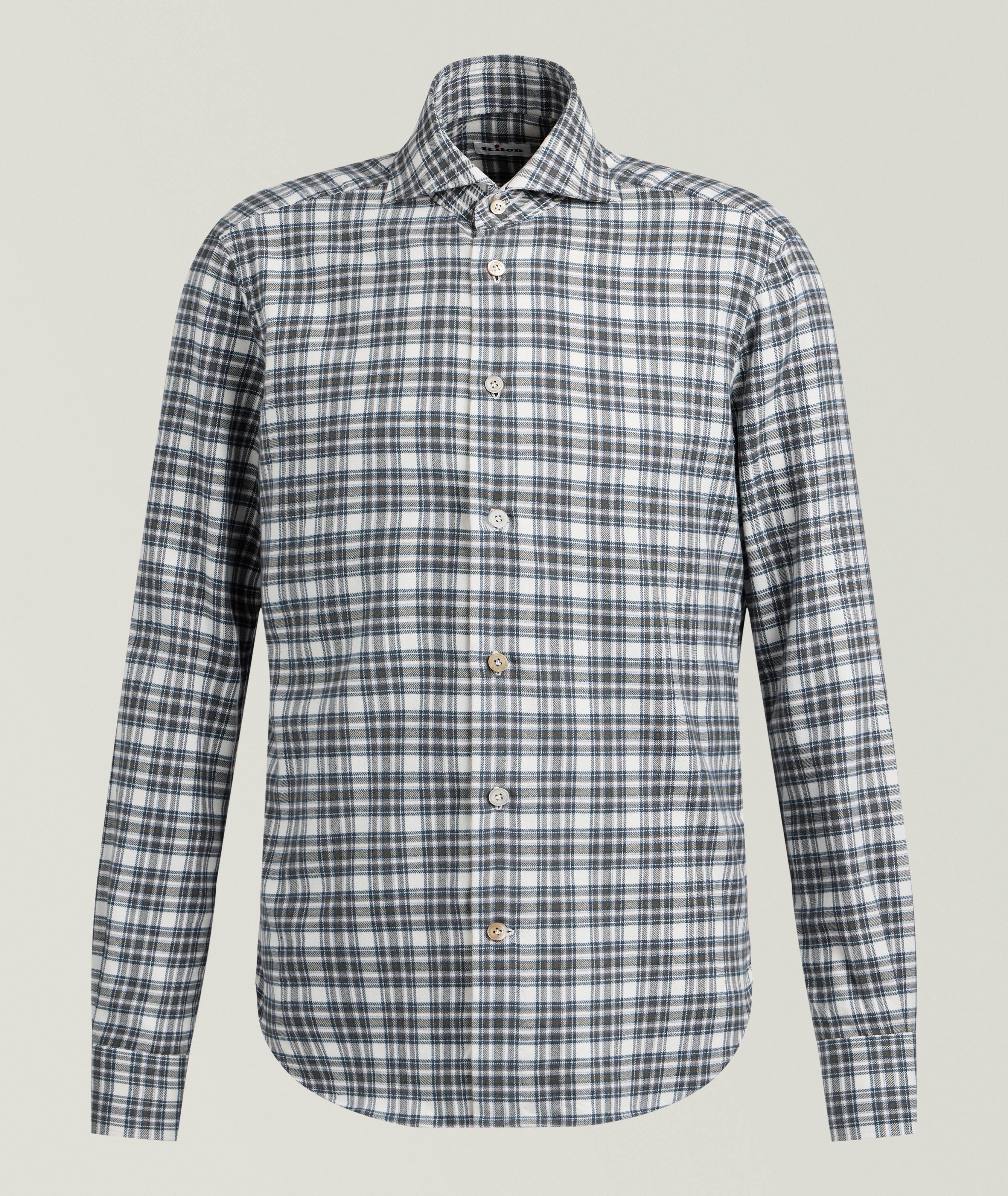 Kiton Plaid Brushed Flannel Shirt 