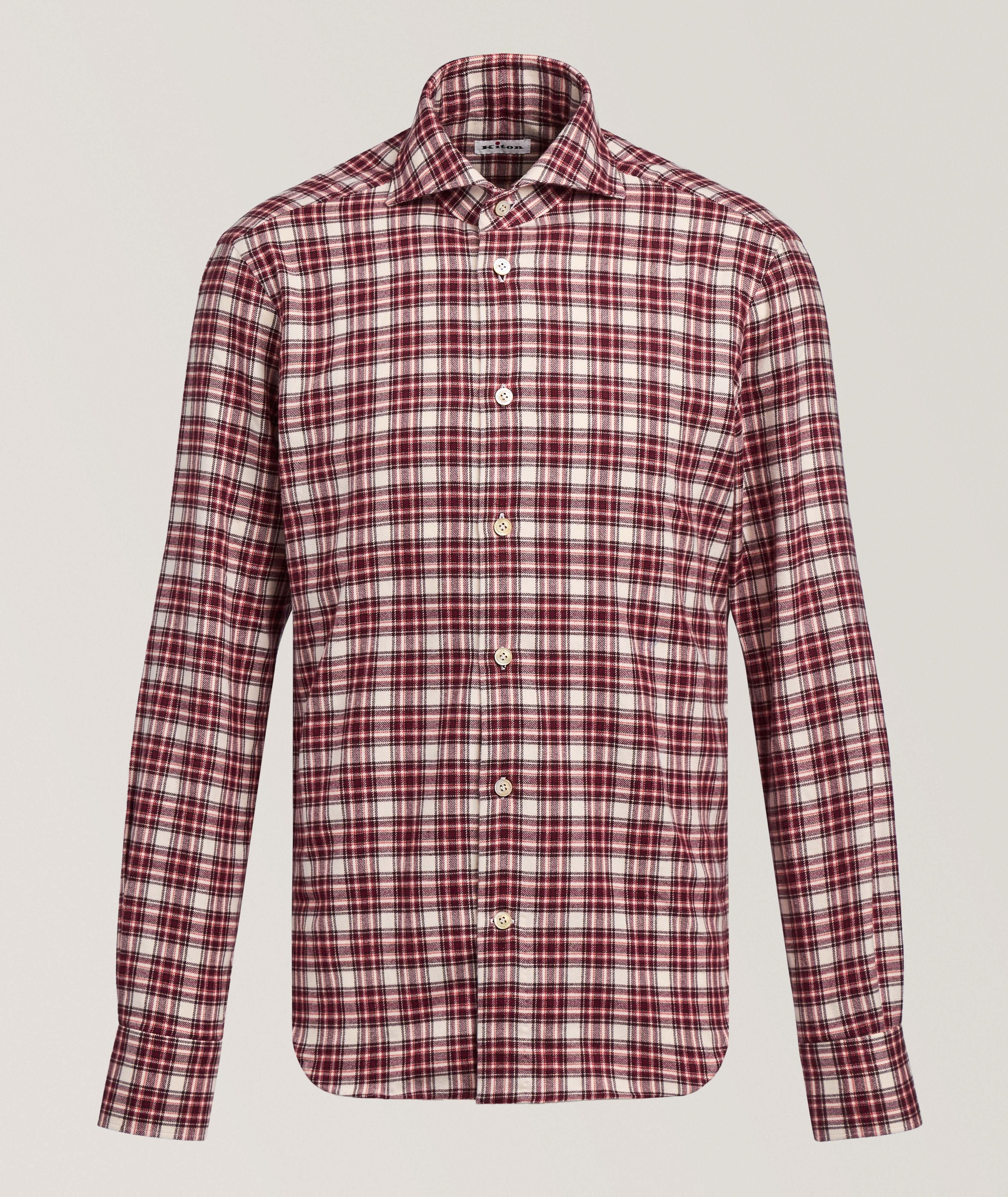 Kiton Plaid Brushed Cotton Shirt