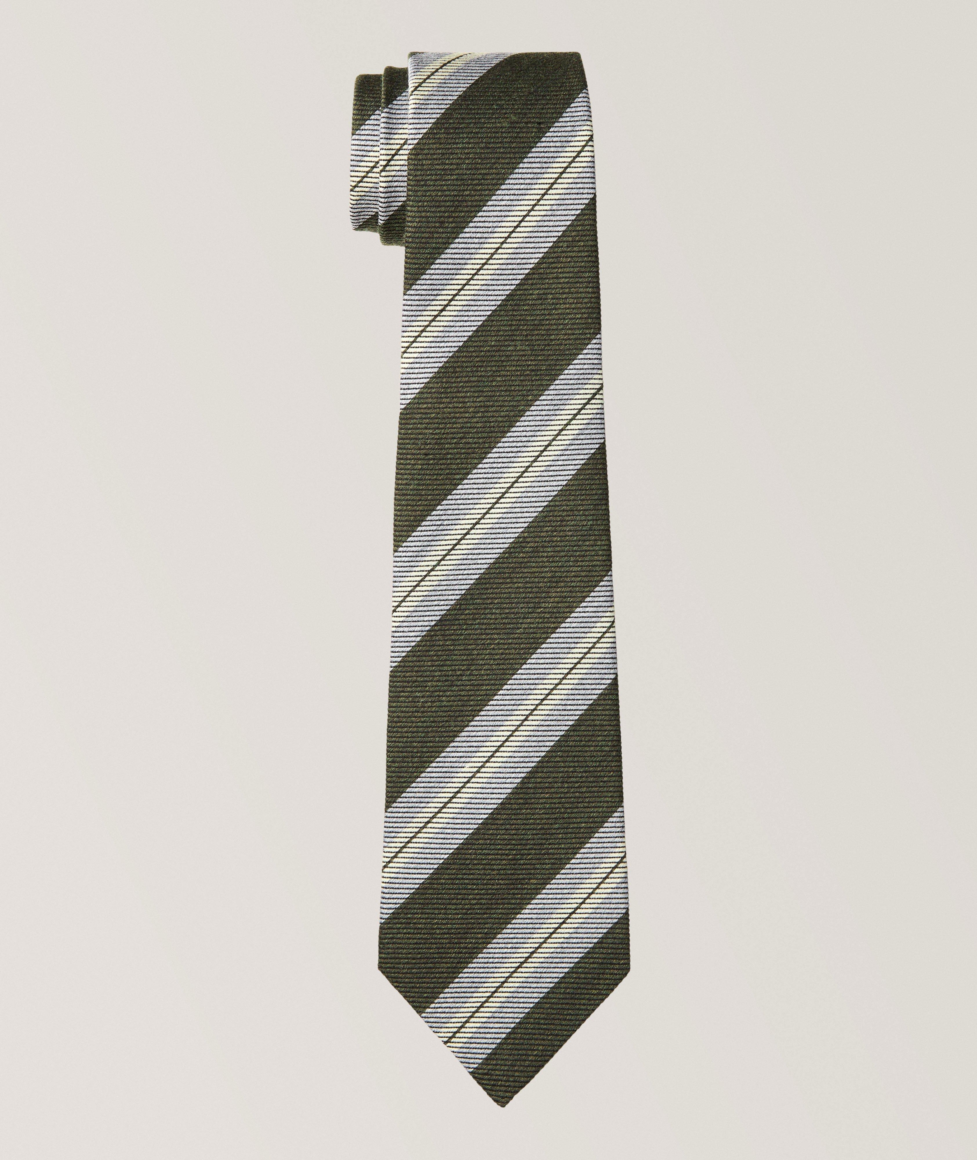 Kiton Striped Wool-Silk Tie 