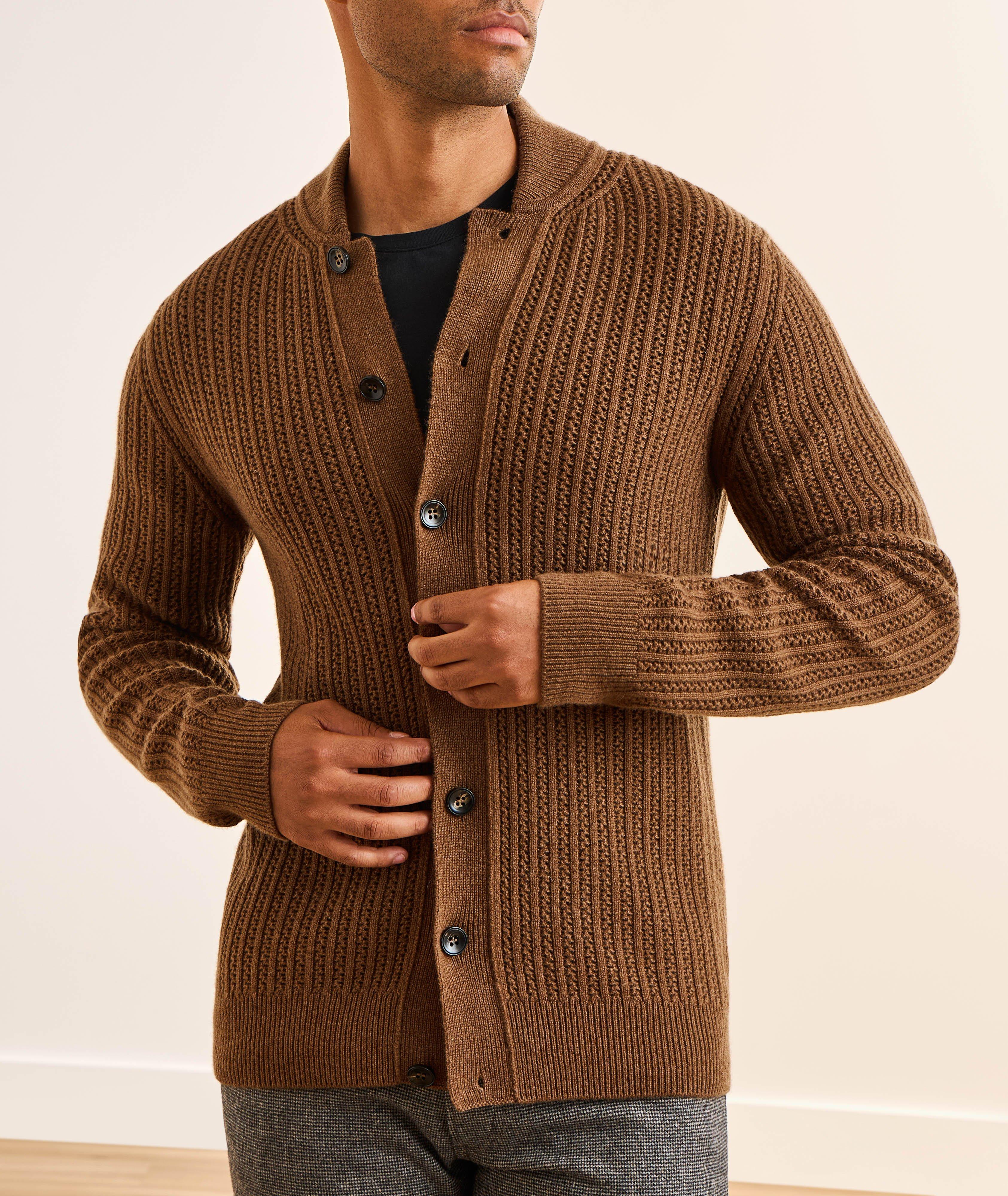Textured Cashmere Knit Cardigan  image 1
