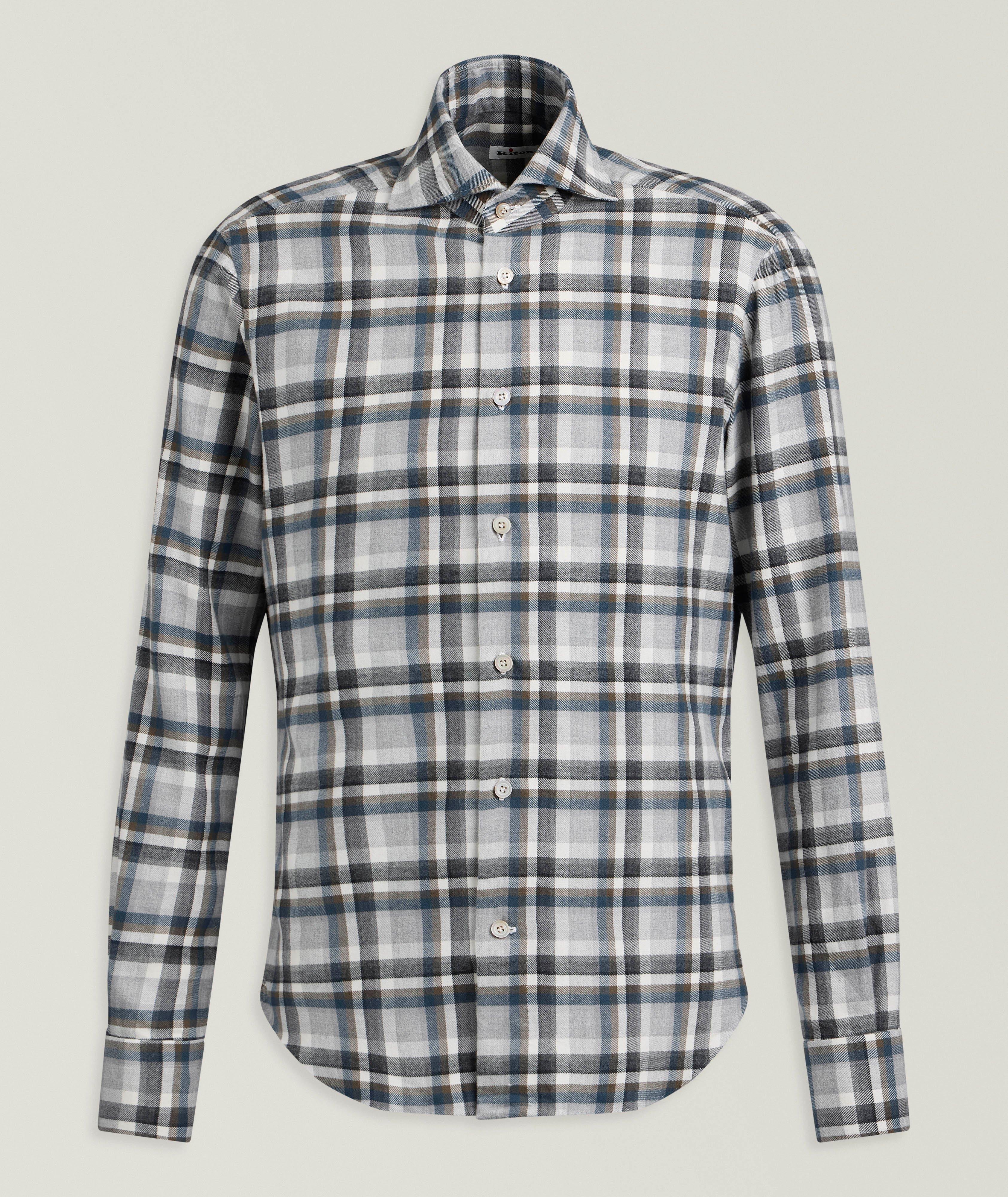 Kiton Checked Brushed Flannel Shirt 
