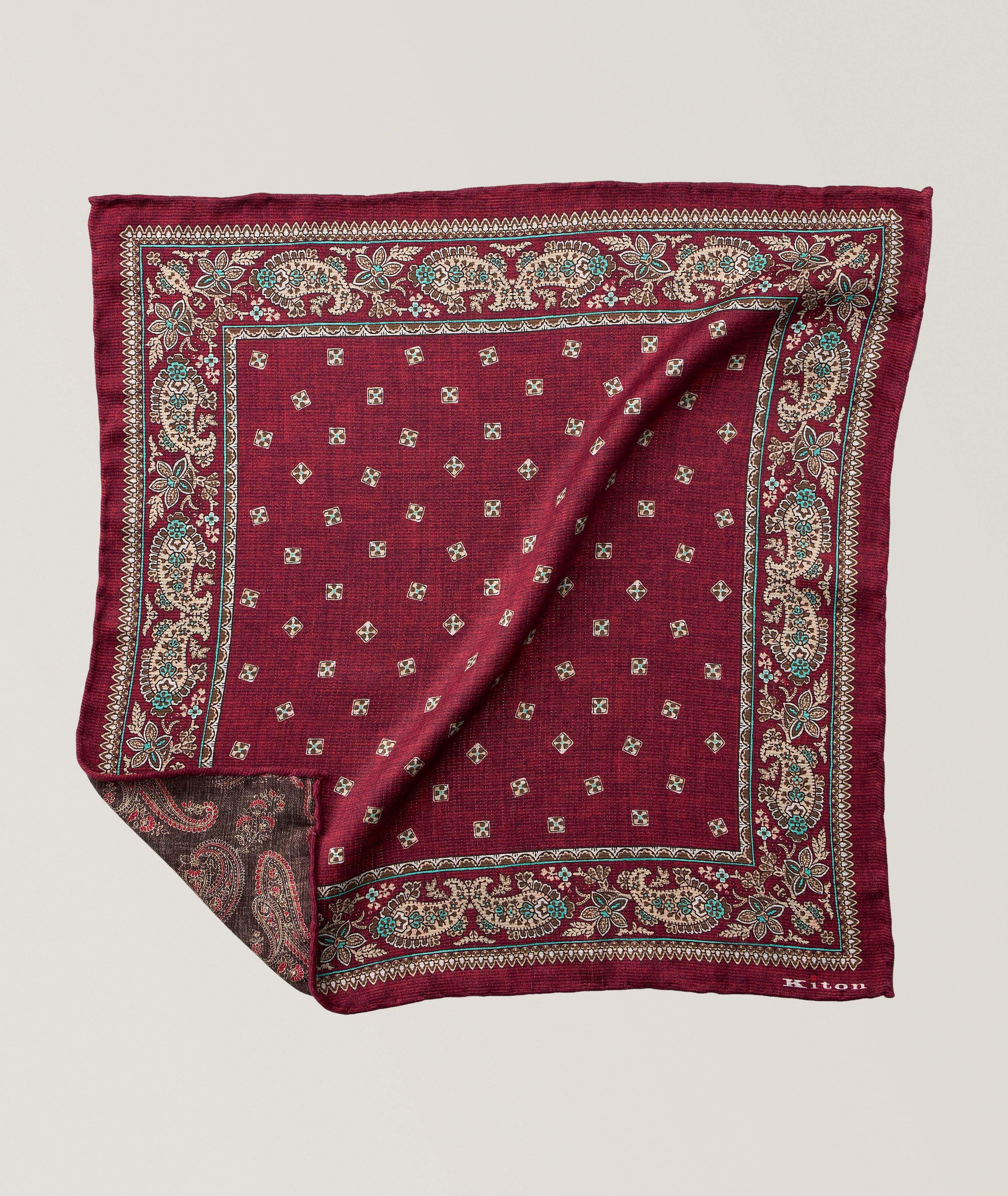 Kiton Reversible Paisley Silk Pocket Square