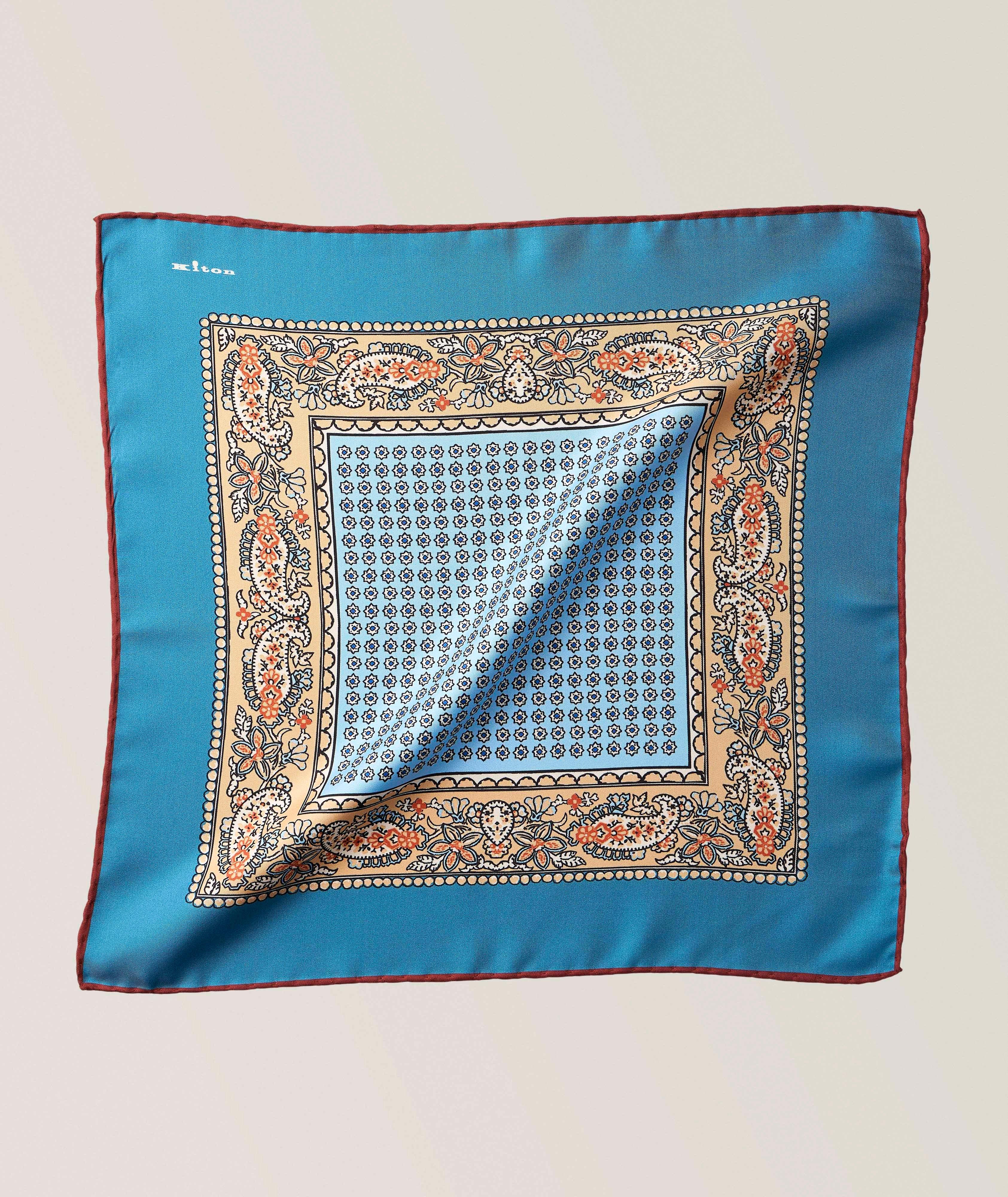 Kiton Paisley & Medallion Silk Pocket Square