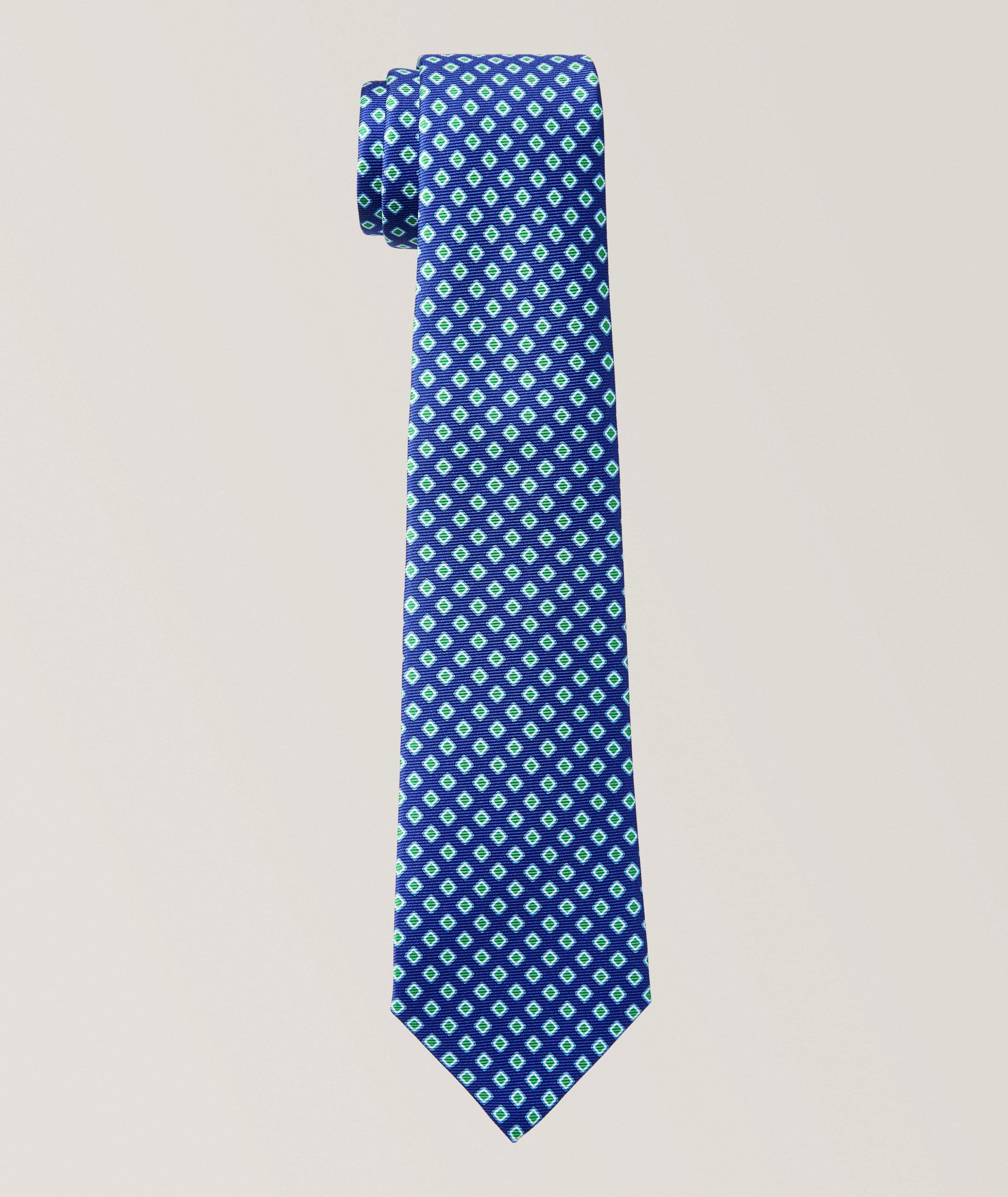 Kiton Diamond-Print Silk Tie 