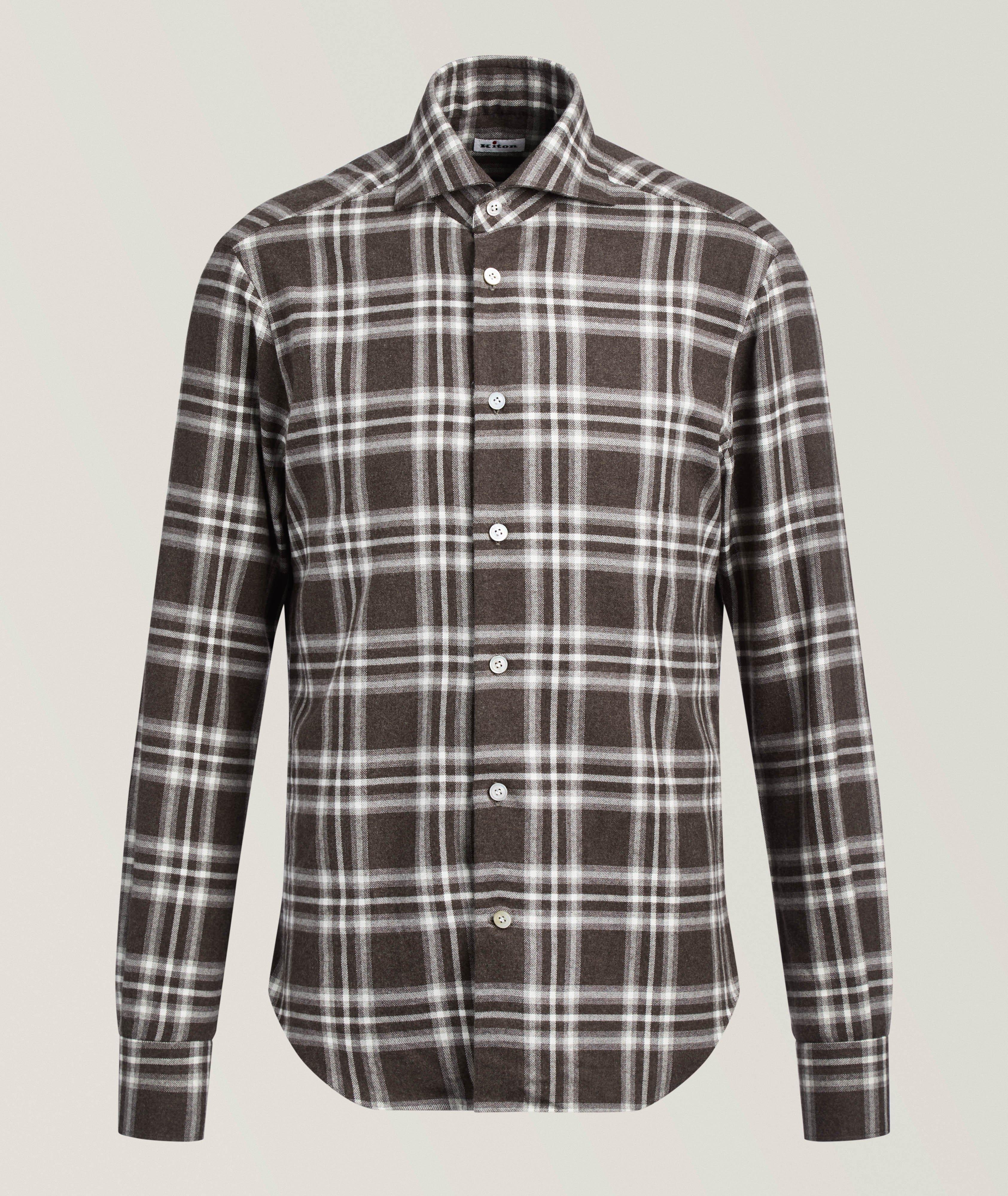 Kiton Brushed Flannel Plaid Shirt