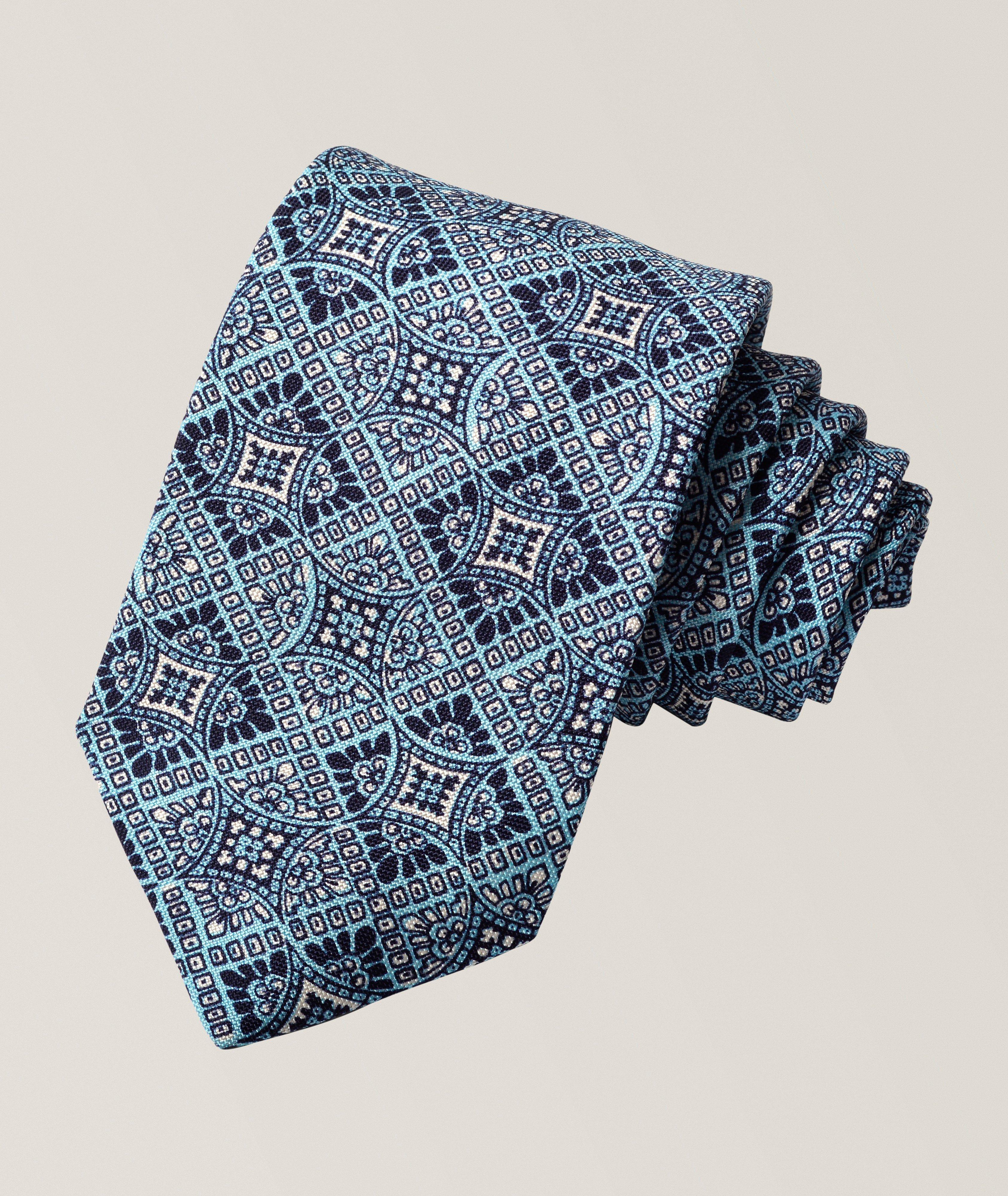 Dion Cravate en jacquard soie mandala carré cercle